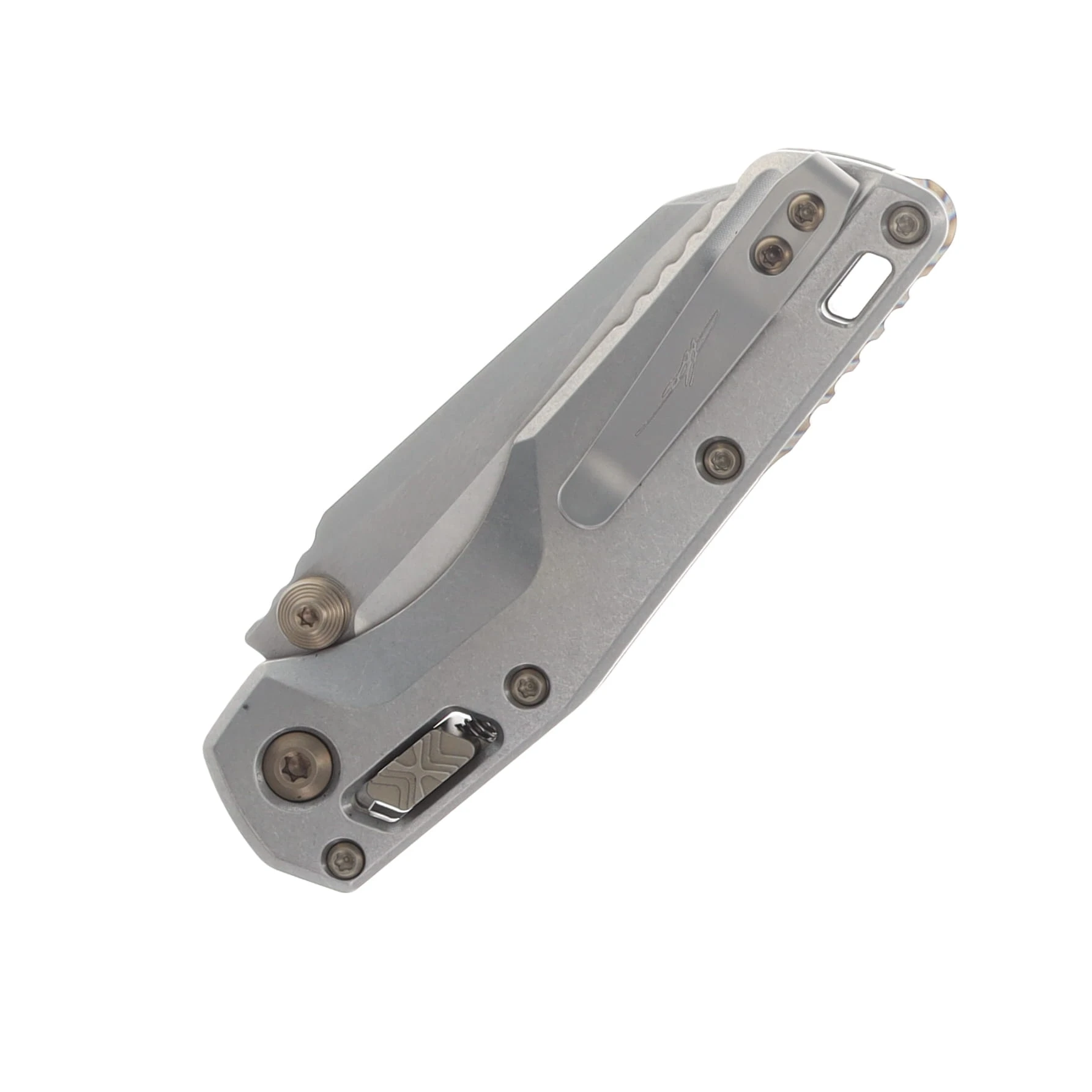 Marfione Select MSI Mini RAM-LOK Folding Knife Stonewash/Stonewash Slab Side Titanium with Flamed Titanium Accents MT210M10MS5 View 6