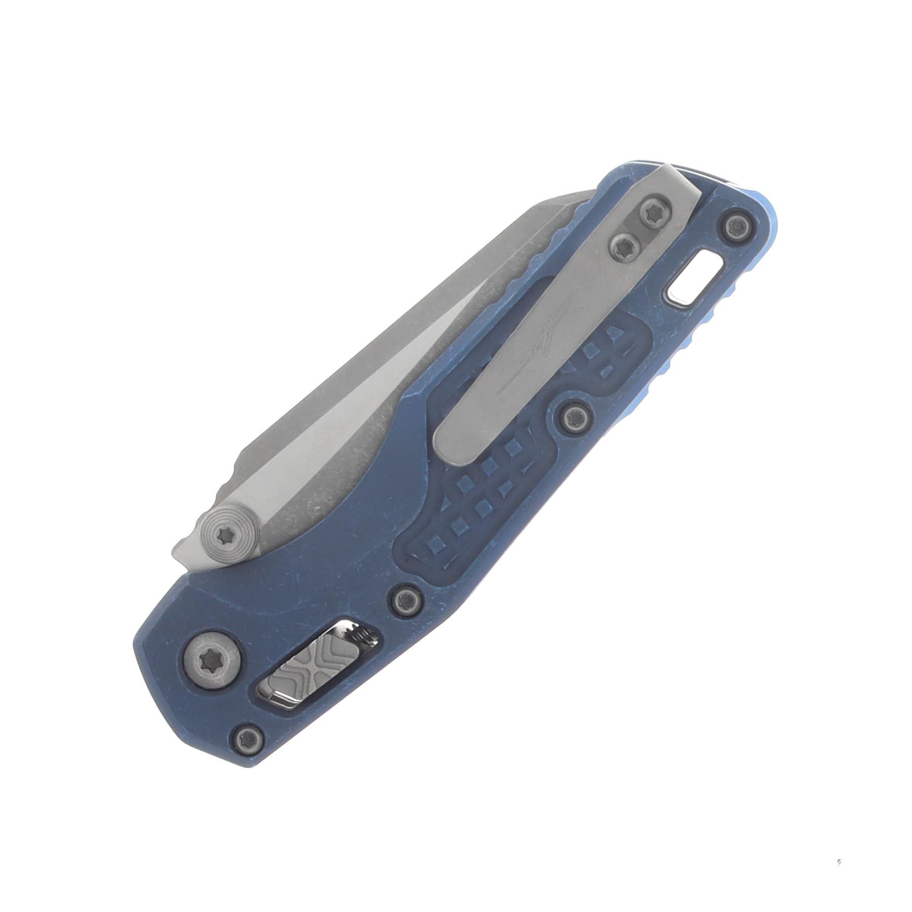 Marfione Select MSI Mini RAM-LOK Folding Knife Serrated Apocalyptic/Antique Blue Frag Titanium with Blue Titanium Accents MT210M12APFRMS2 View 6