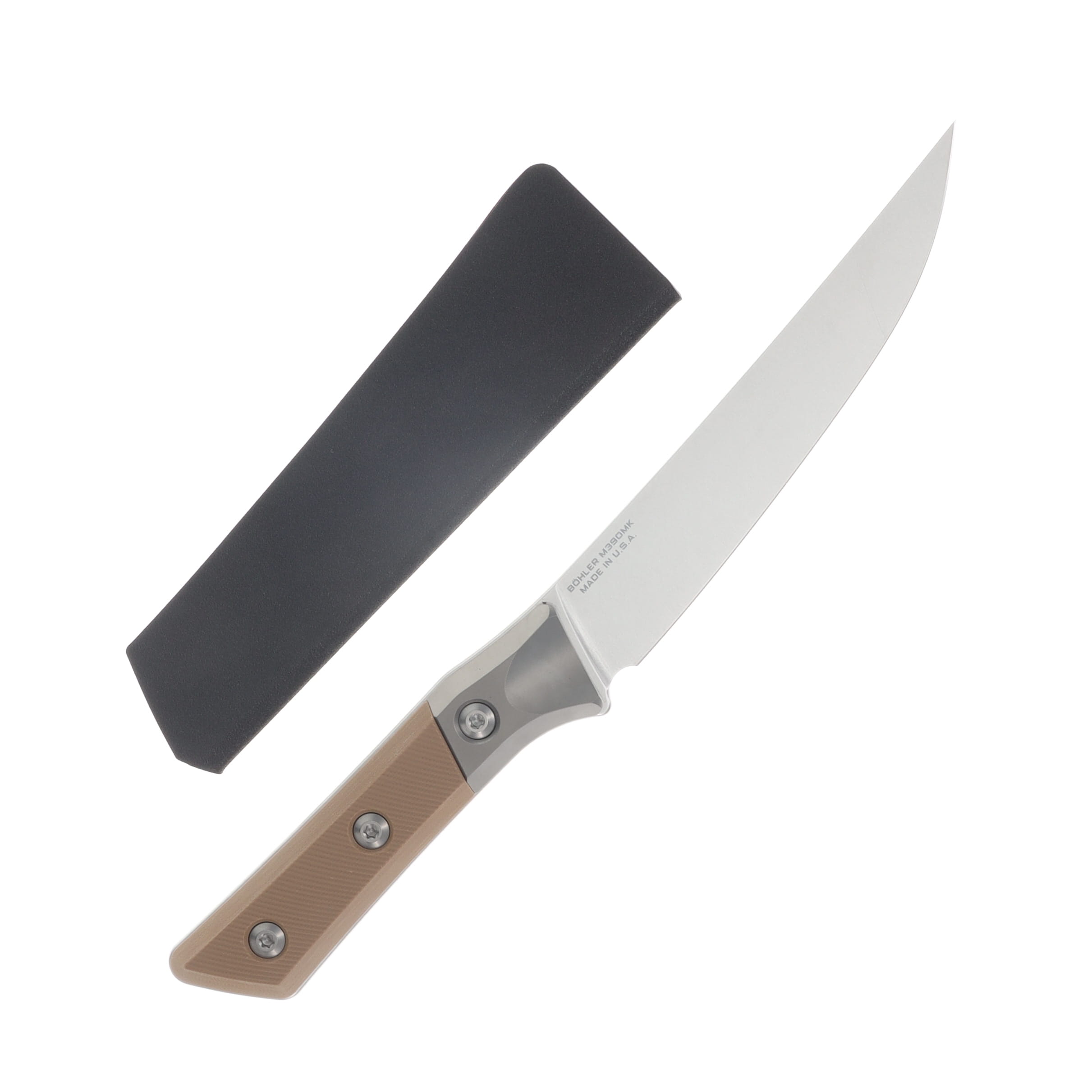 Microtech 6.125" Boning Knife Stonewash M390MK/Coyote Tan G-10 with Titanium Bolsters MT3100B10CE View 2