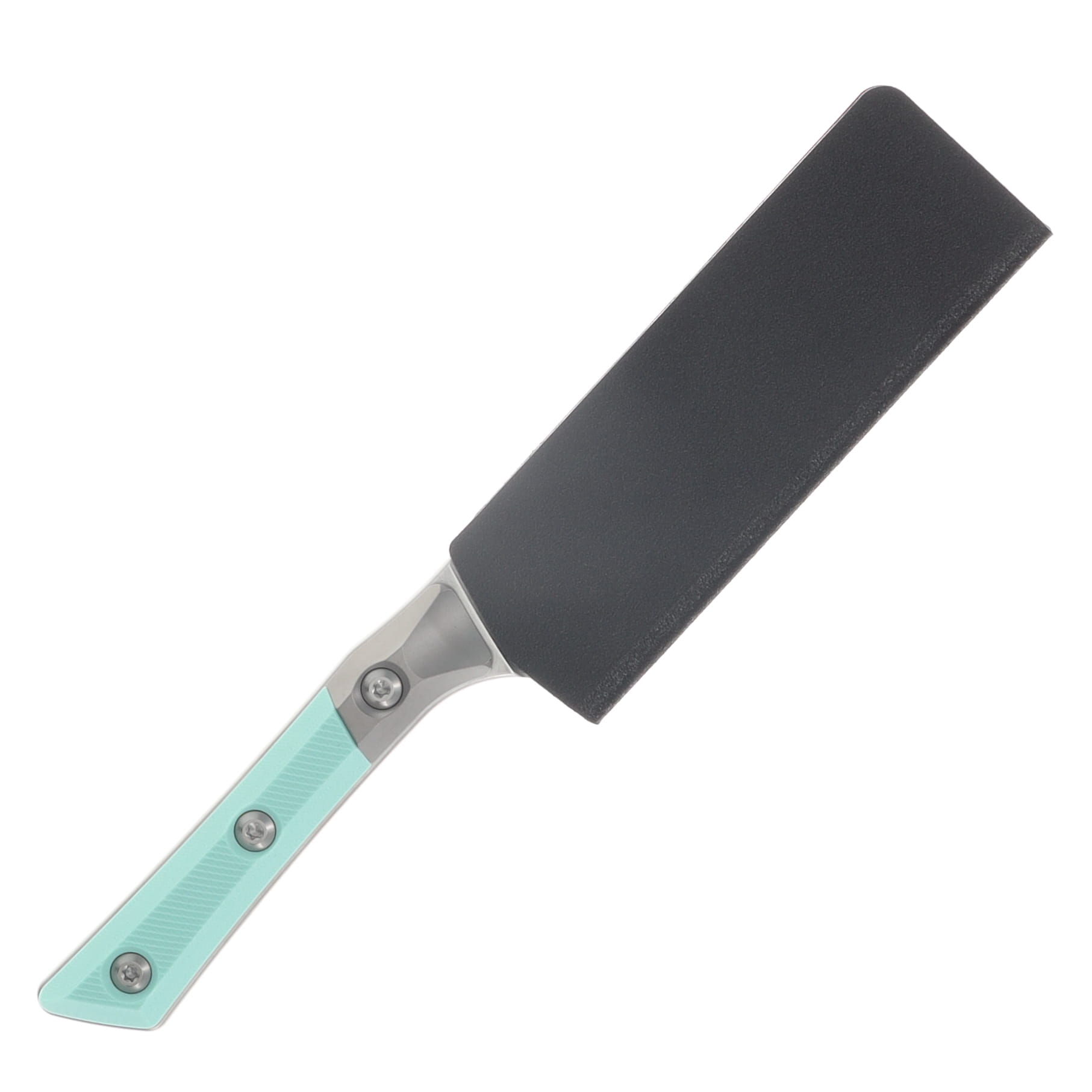 Microtech 4.2" Santoku Knife Stonewash M390MK/Caribbean Blue G-10 with Bead Blast Titanium Bolsters MT3300B10CA View 3
