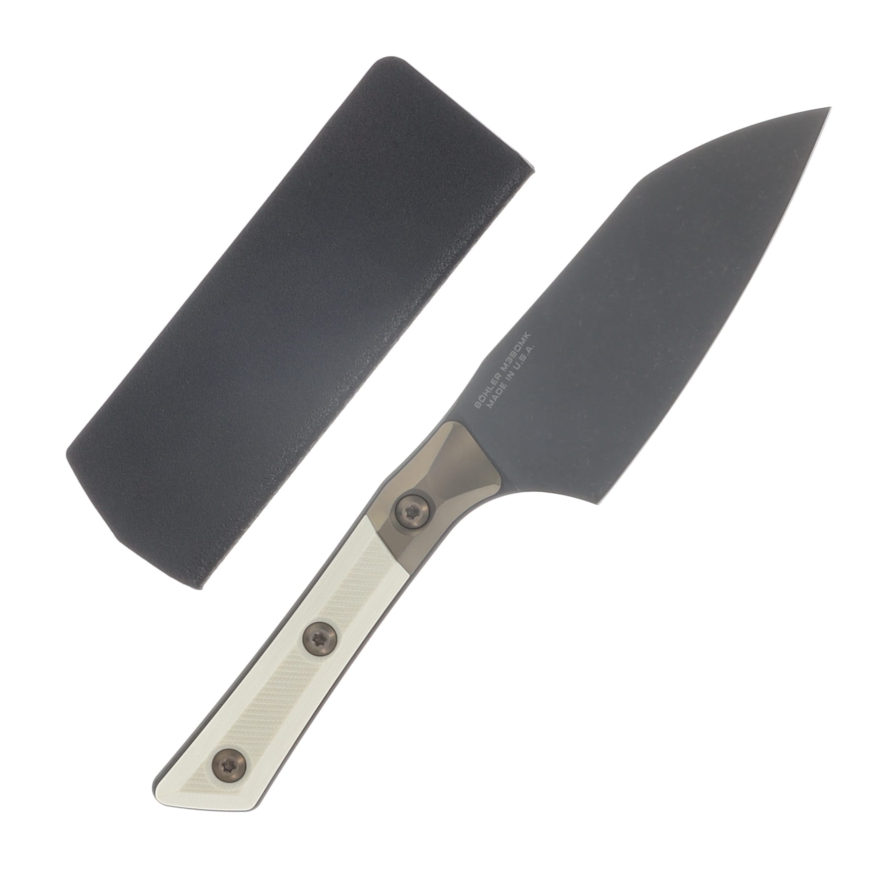 Microtech 4.2" Santoku Knife DLC M390MK/Ivory G-10 with Titanium Bolsters MT3300B1DLCIVS View 2