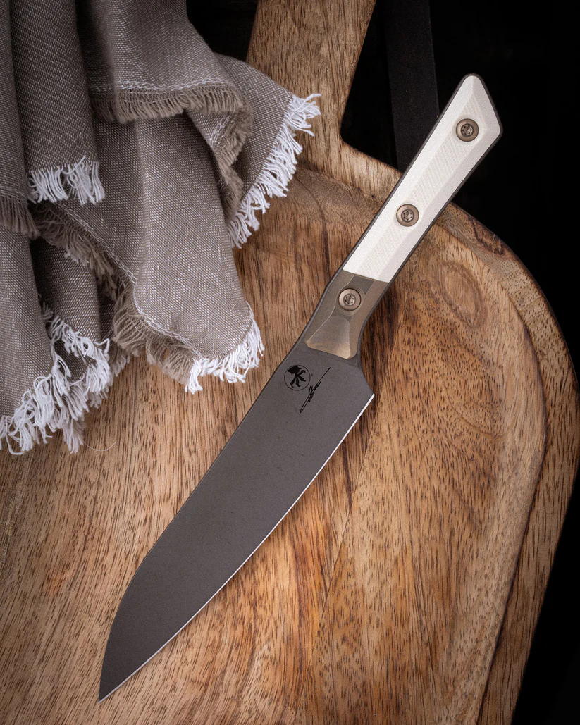 Microtech 6in Utility Knife DLC Standard Ivory W/ Bronzed Titanium Bolster MT3400B1DLCIVS View 6