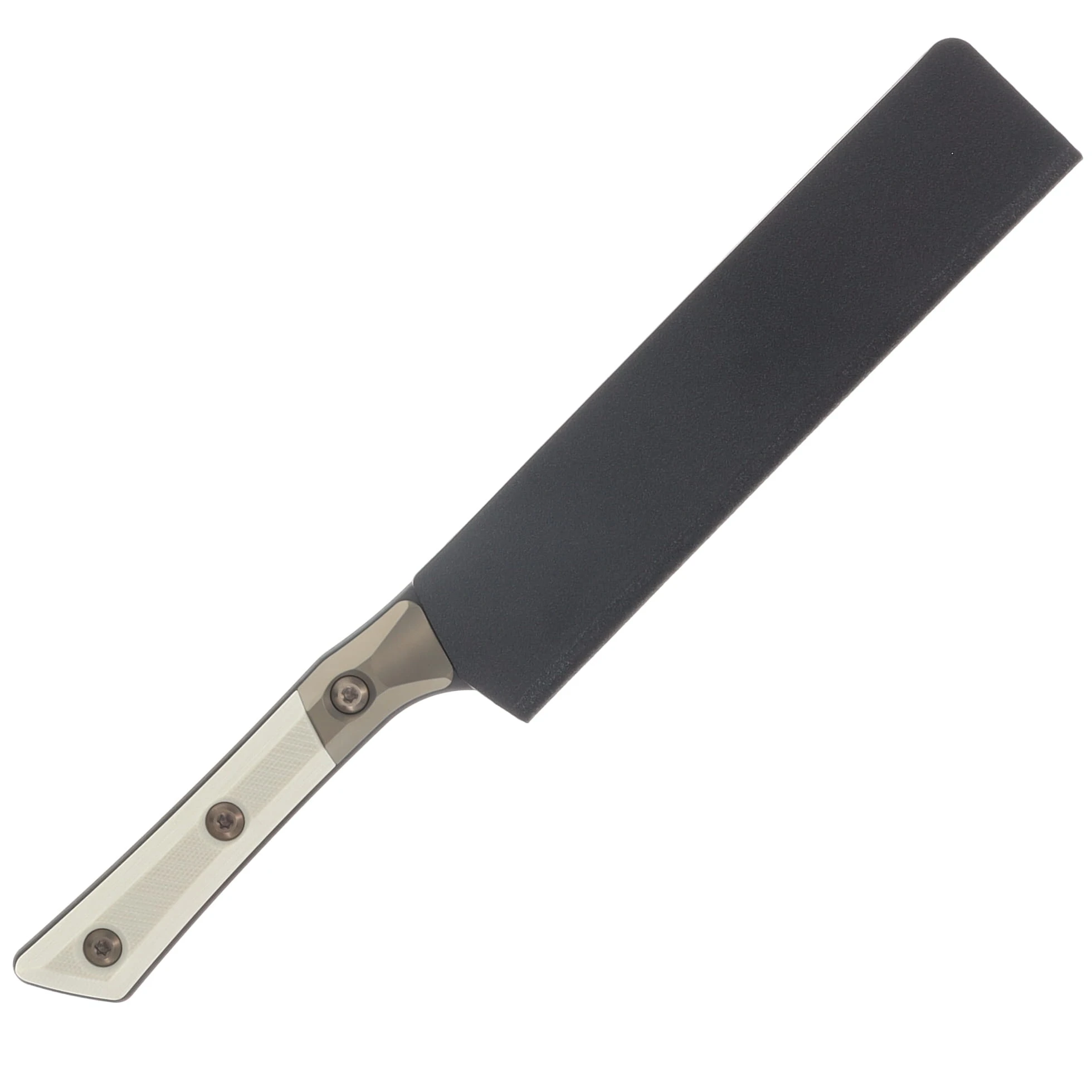 Microtech 6in Utility Knife DLC Standard Ivory W/ Bronzed Titanium Bolster MT3400B1DLCIVS View 4