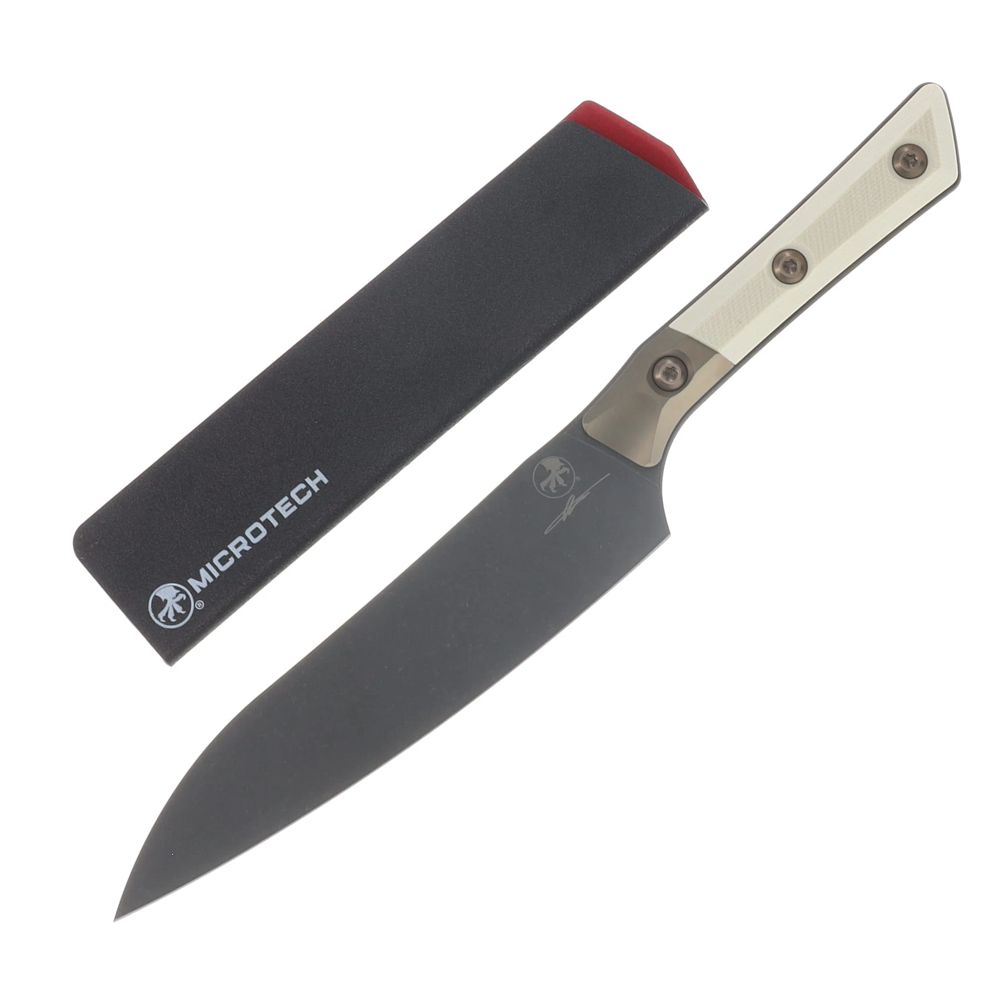 Microtech 6in Utility Knife DLC Standard Ivory W/ Bronzed Titanium Bolster MT3400B1DLCIVS View 1