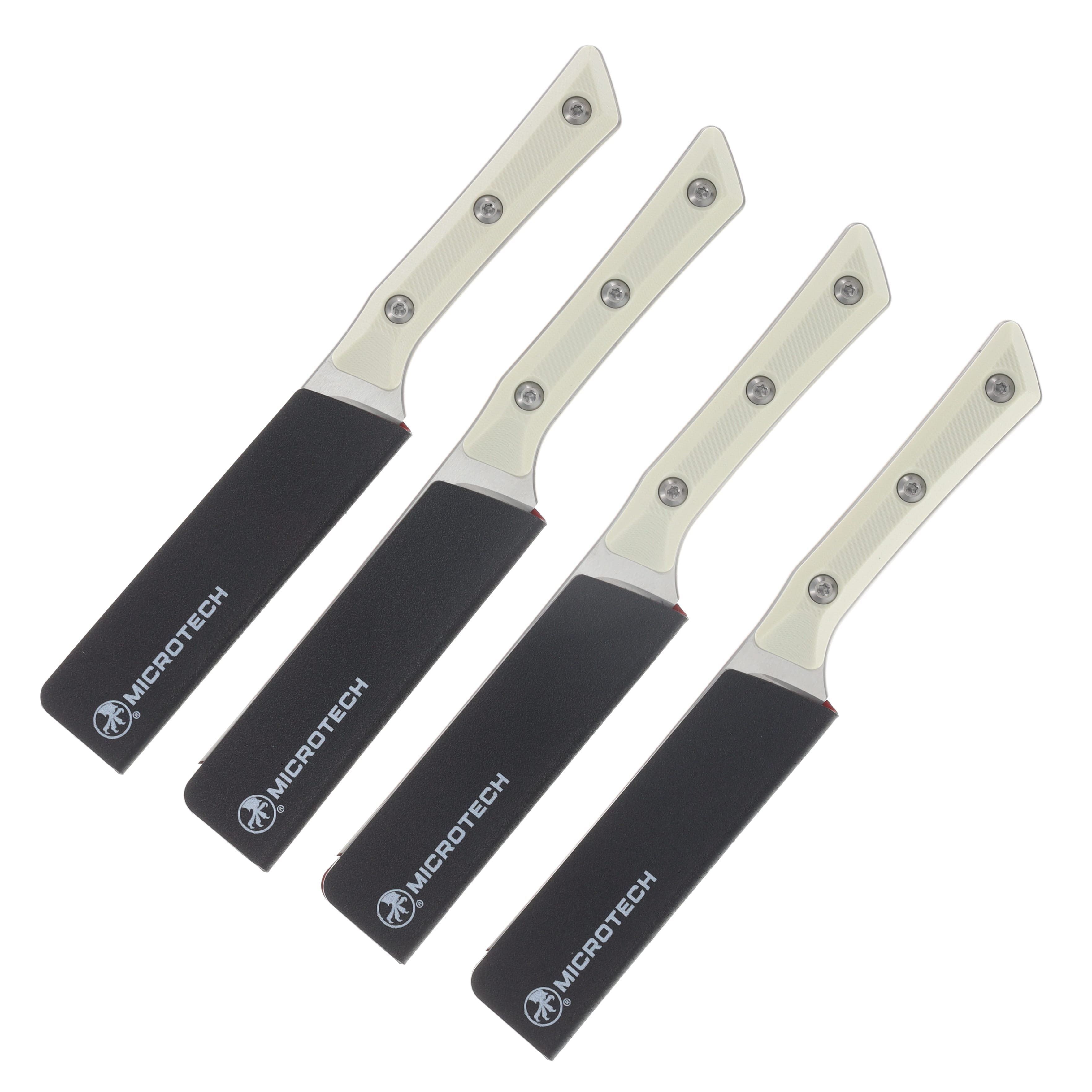 Microtech 4.5in Steak Knife 4PC Set G-10 Ivory Stonewash Full Serrate MT360012SETIV View 2