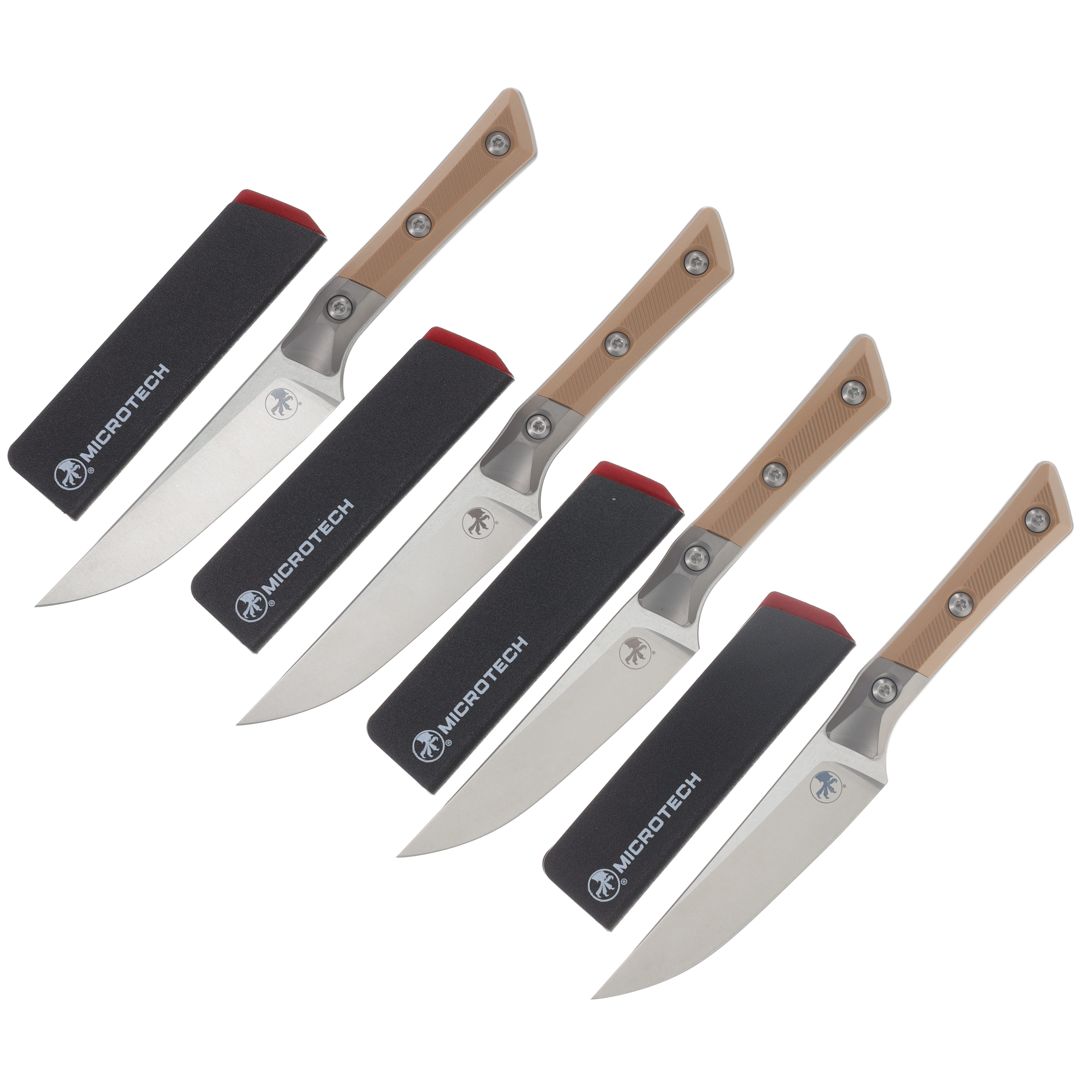 Microtech 4.5in Steak Knife 4PC Set STNWSH Standard TI Bolster Coyote Tan G-10 MT3600B10SETCE View 1