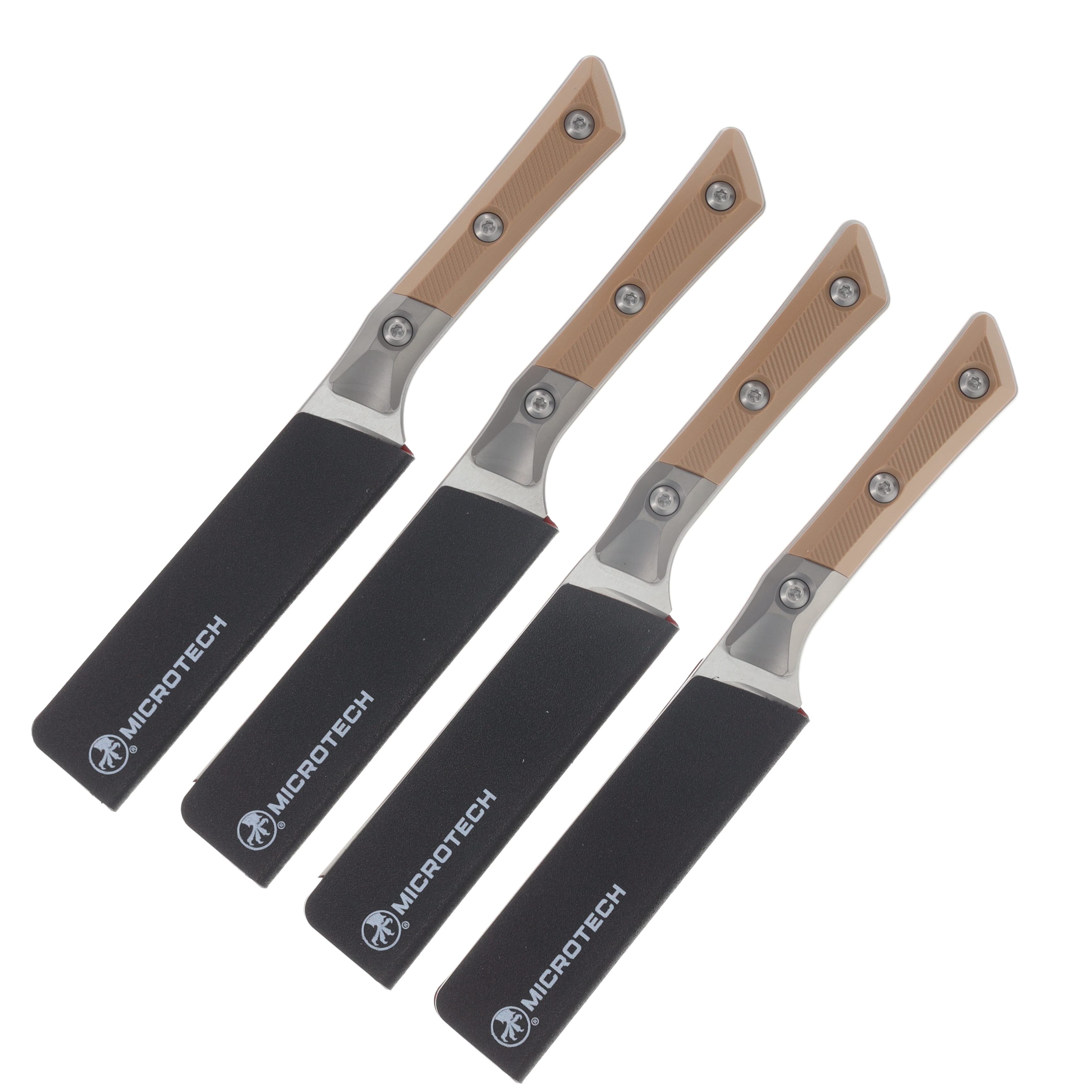 Microtech 4.5in Steak Knife 4PC Set STNWSH Standard TI Bolster Coyote Tan G-10 MT3600B10SETCE View 4