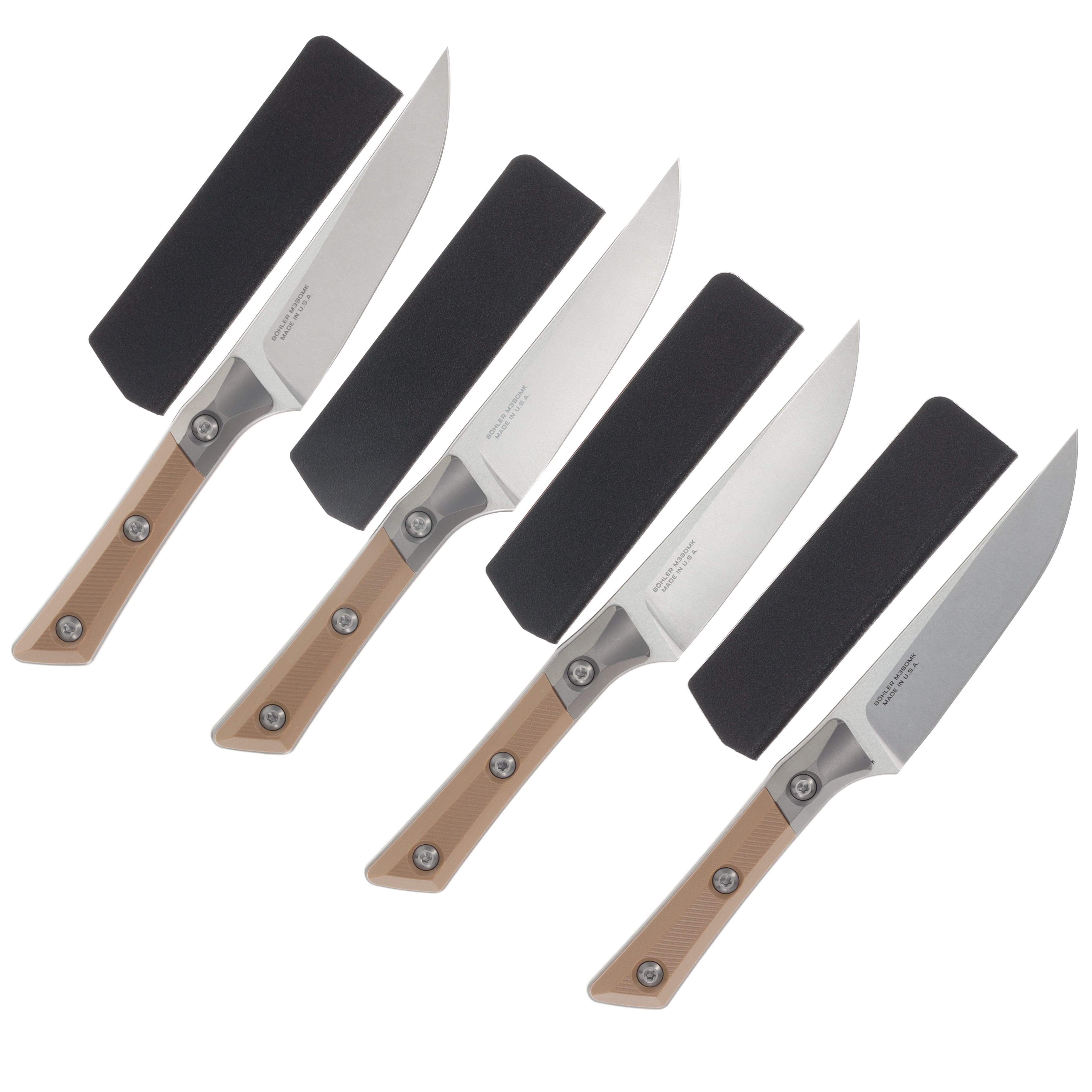 Microtech 4.5in Steak Knife 4PC Set STNWSH Standard TI Bolster Coyote Tan G-10 MT3600B10SETCE View 2