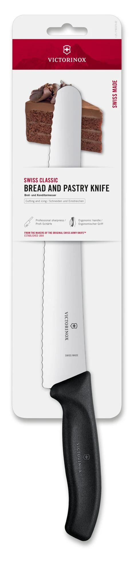 Victorinox Bread, 10¼" Curved, Serrated Blade Black Swiss Classic *Blister* 6.8633.26B View 2