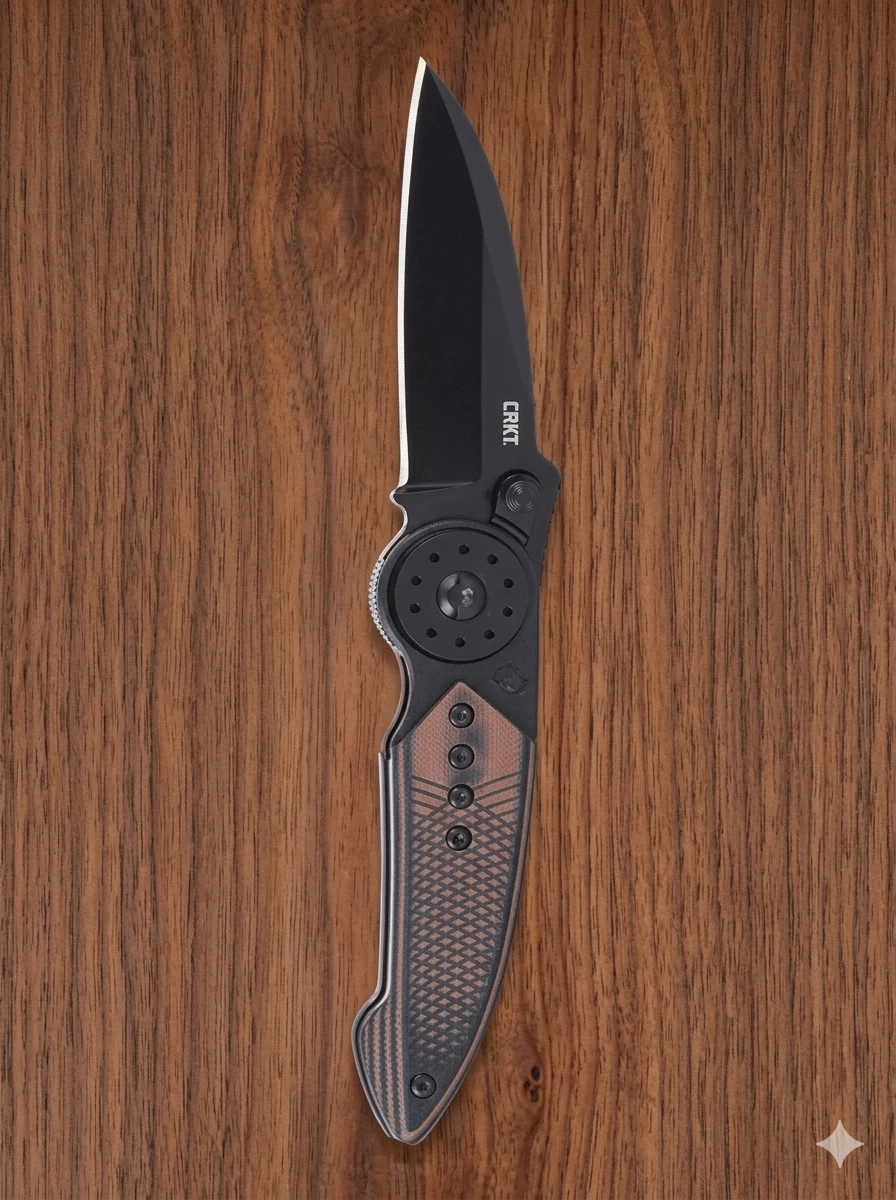 CRKT Walker Folder Blk SS/Brown G-10 Overlay - Blk TI Nitride 14C28N CR4200K View 1