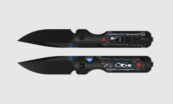 Kizer Militaw 315 Button Linerlock Folding Knife Black Matte DLC Ultra M390/Black Aluminum & Nebula FatCarbon KI3634.31BDA1 View 1
