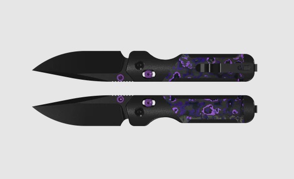 Kizer Militaw 315 Clutch Lock Folding Knife Black Matte Elmax/Black Aluminum & Purple Haze FatCarbon KI3634.31CDA1 View 1