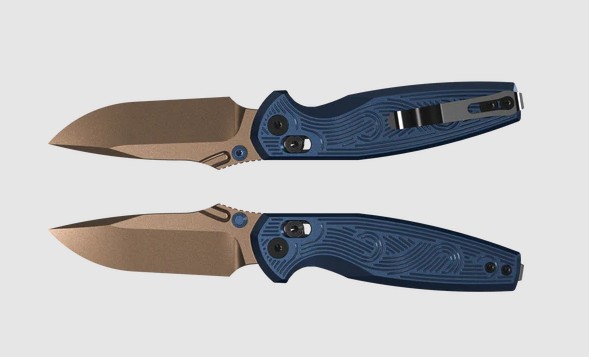 Kizer Khamsin Clutch Lock Folding Knife Sunset Metal PVD Nitro V/Navy Blue Aluminum V3791A2 View 1