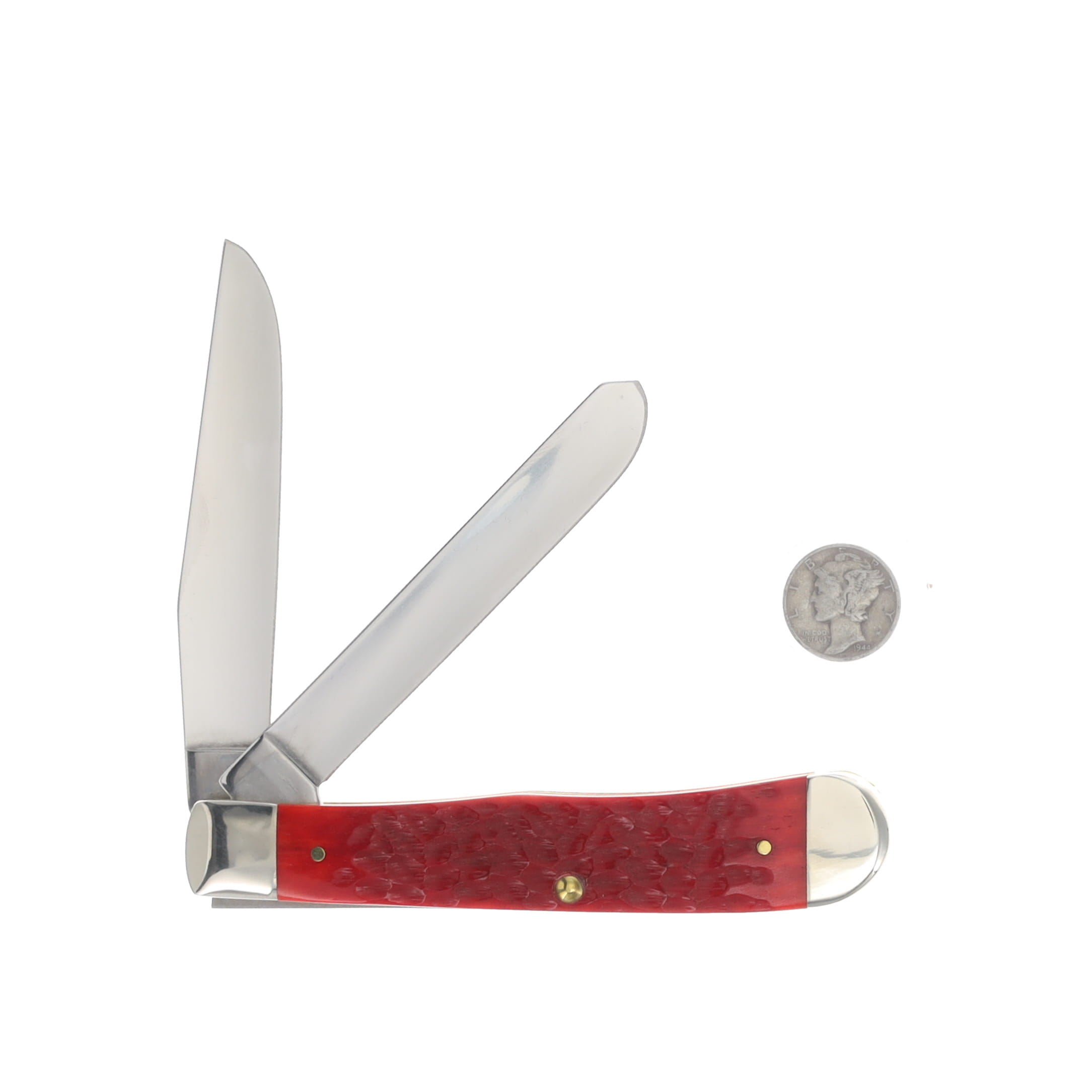 Case XX Red Pickbone The Mercury Dime Trapper Folding Knife Gift Set CATMDRPB View 3
