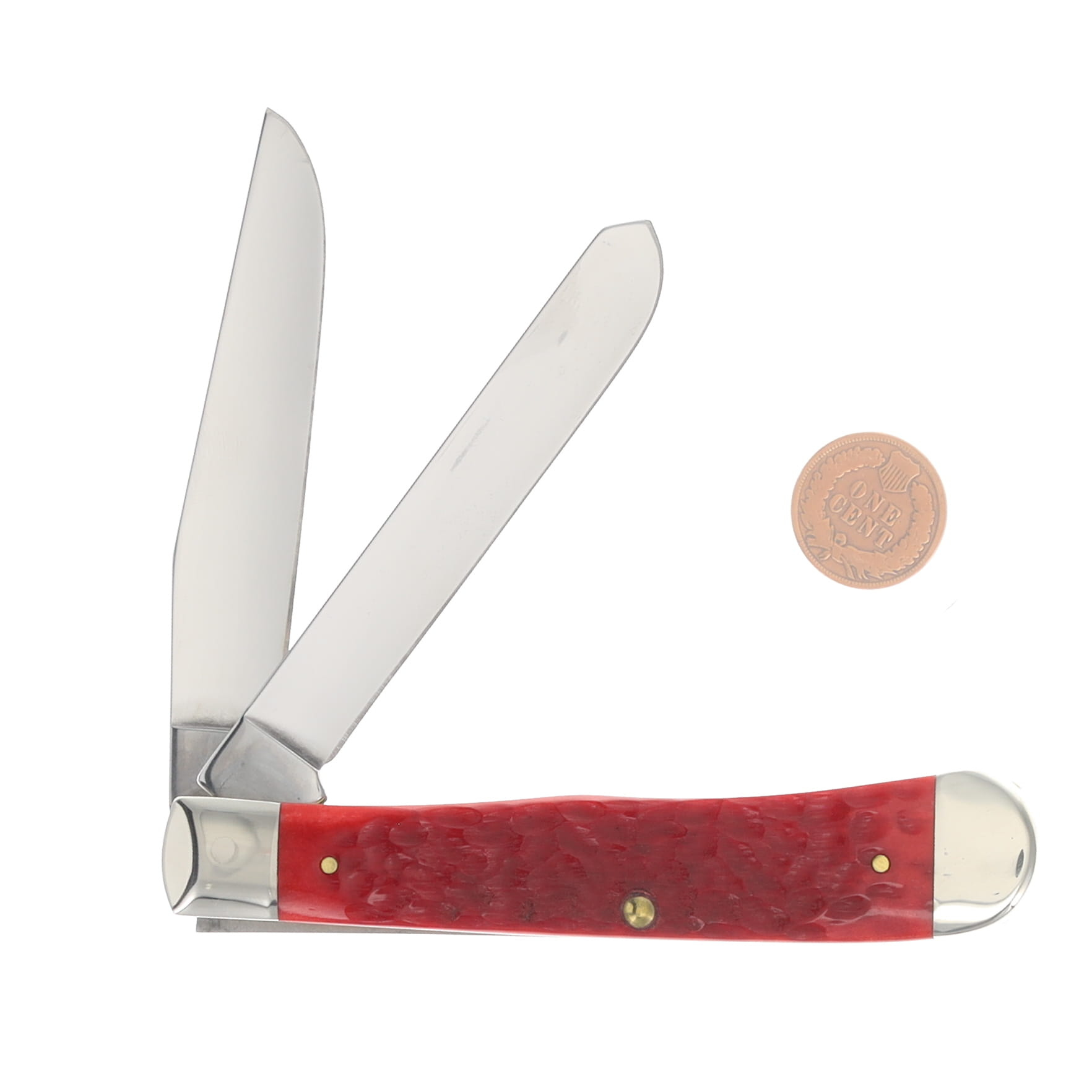 Case XX Red Pickbone Indian Head Penny Trapper Folding Knife Gift Set CATIHPRPB View 3