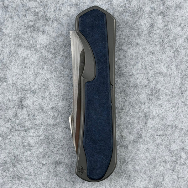 Piratech Slippy Kraki Folding Knife Blue Canyon Richlite Handle Satin S90V Blade SK02 View 3