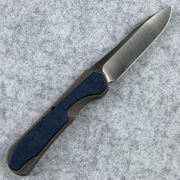 Piratech Slippy Kraki Folding Knife Blue Canyon Richlite Handle Satin S90V Blade SK02 View 2