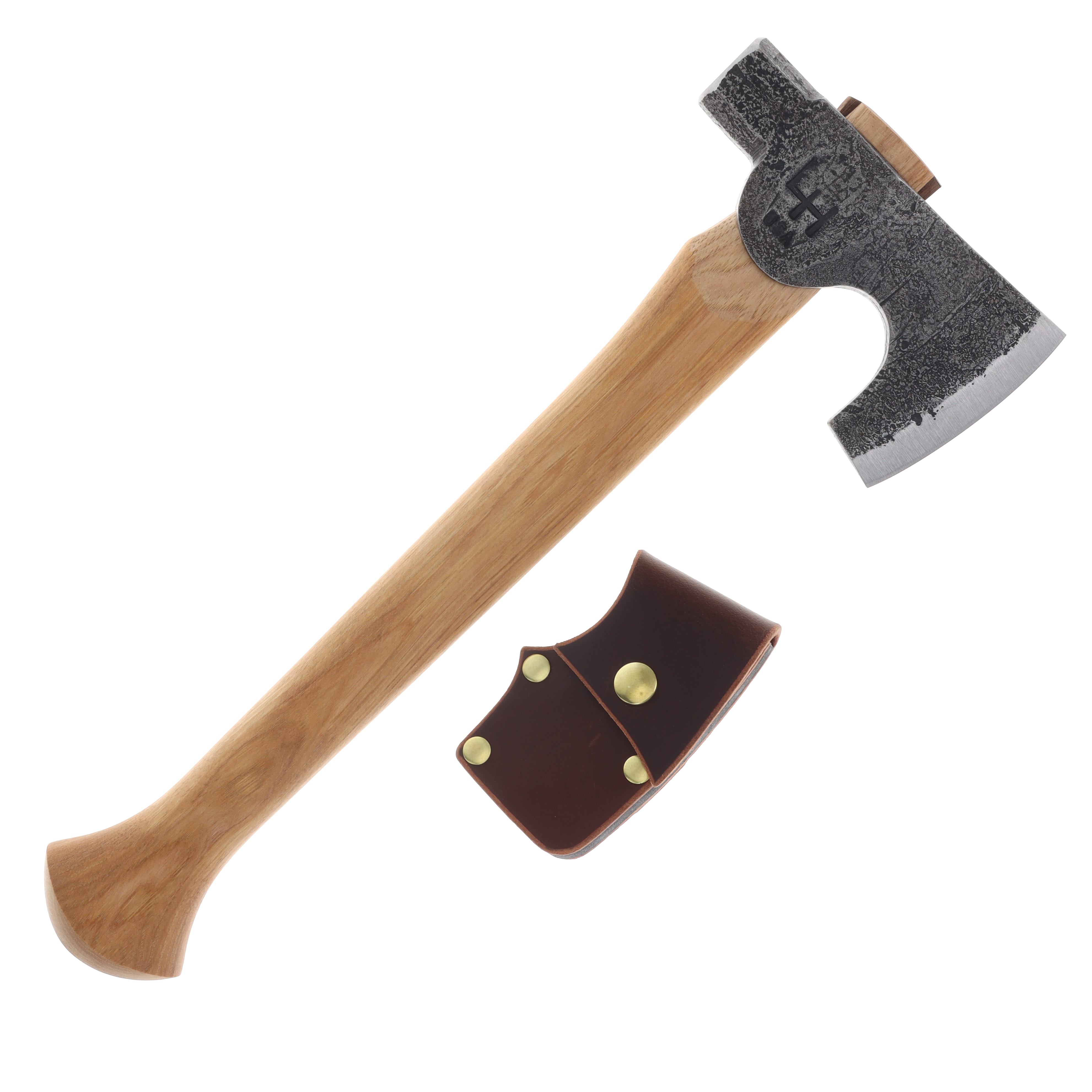 Hoffman Blacksmithing Mountaineer Bushcraft Axe 15.5" Oval Handle Bulb End HOFMTOB View 2