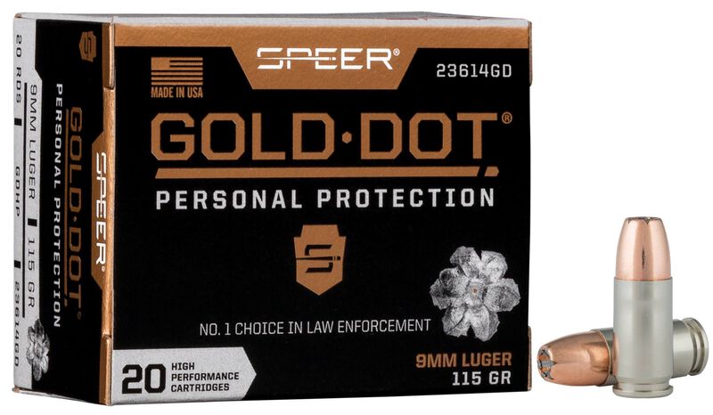 Speer Gold Dot Personal Protection 9mm Luger GDHP 115gr Ammo 20Rds 23614GD View 1
