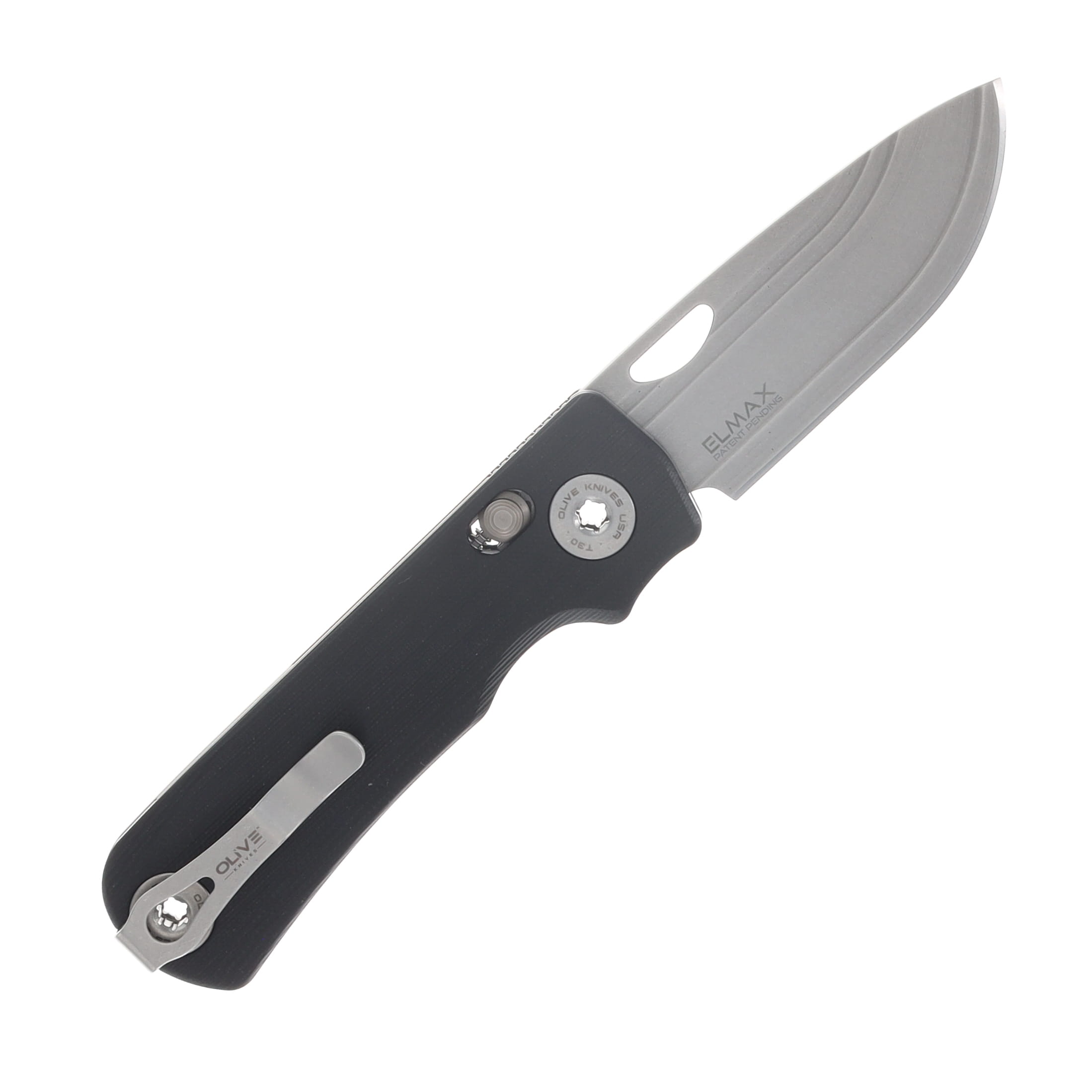 Olive Knives Lenta Folding Knife Black G10 Handle Elmax Drop Point Blade LNT-G10BLK-EL View 2