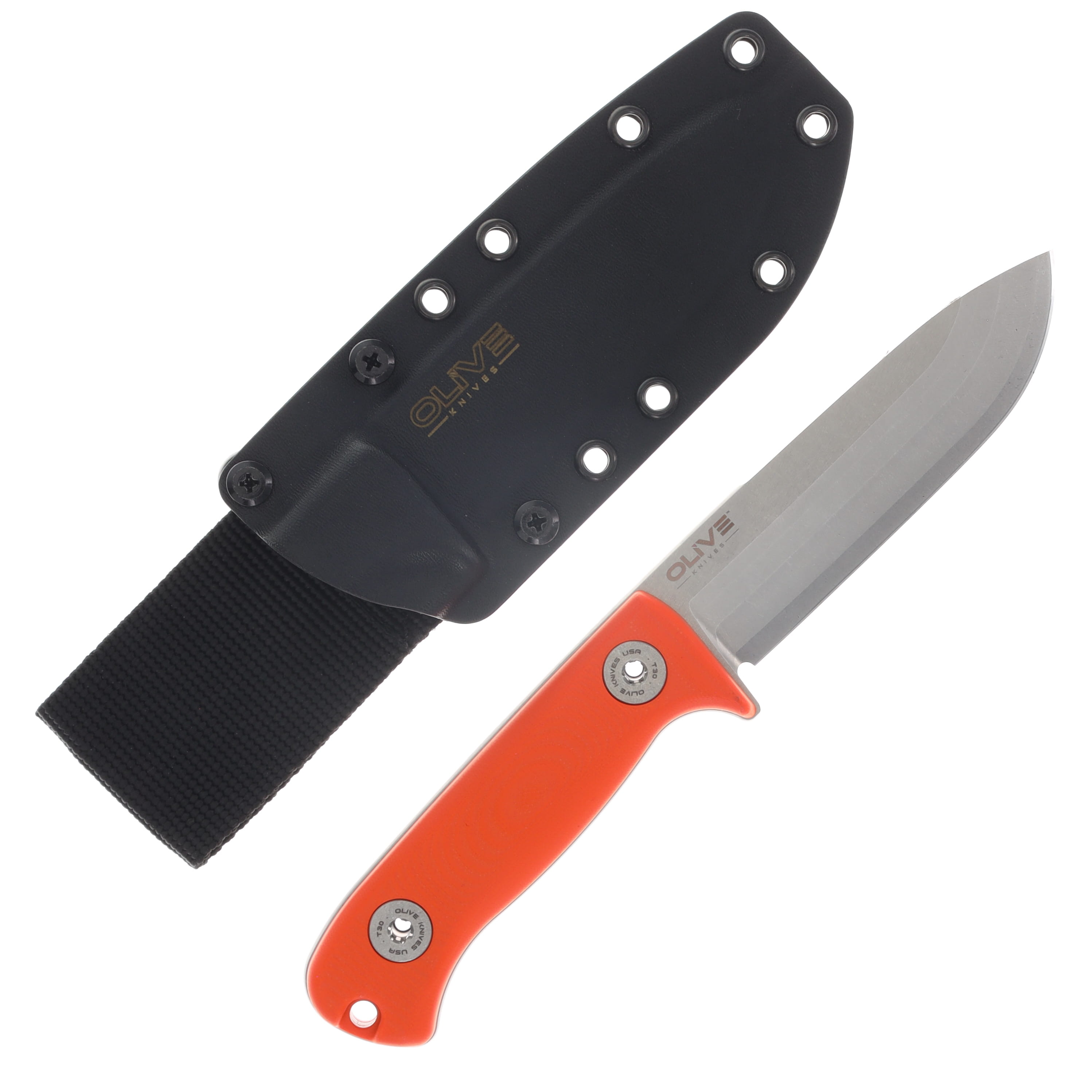 Olive Knives Arbor Fixed Blade SS Fastener Black G10 Stonewash Elmax Kydex Sheath AB2S-G10BLK-SW-K View 2