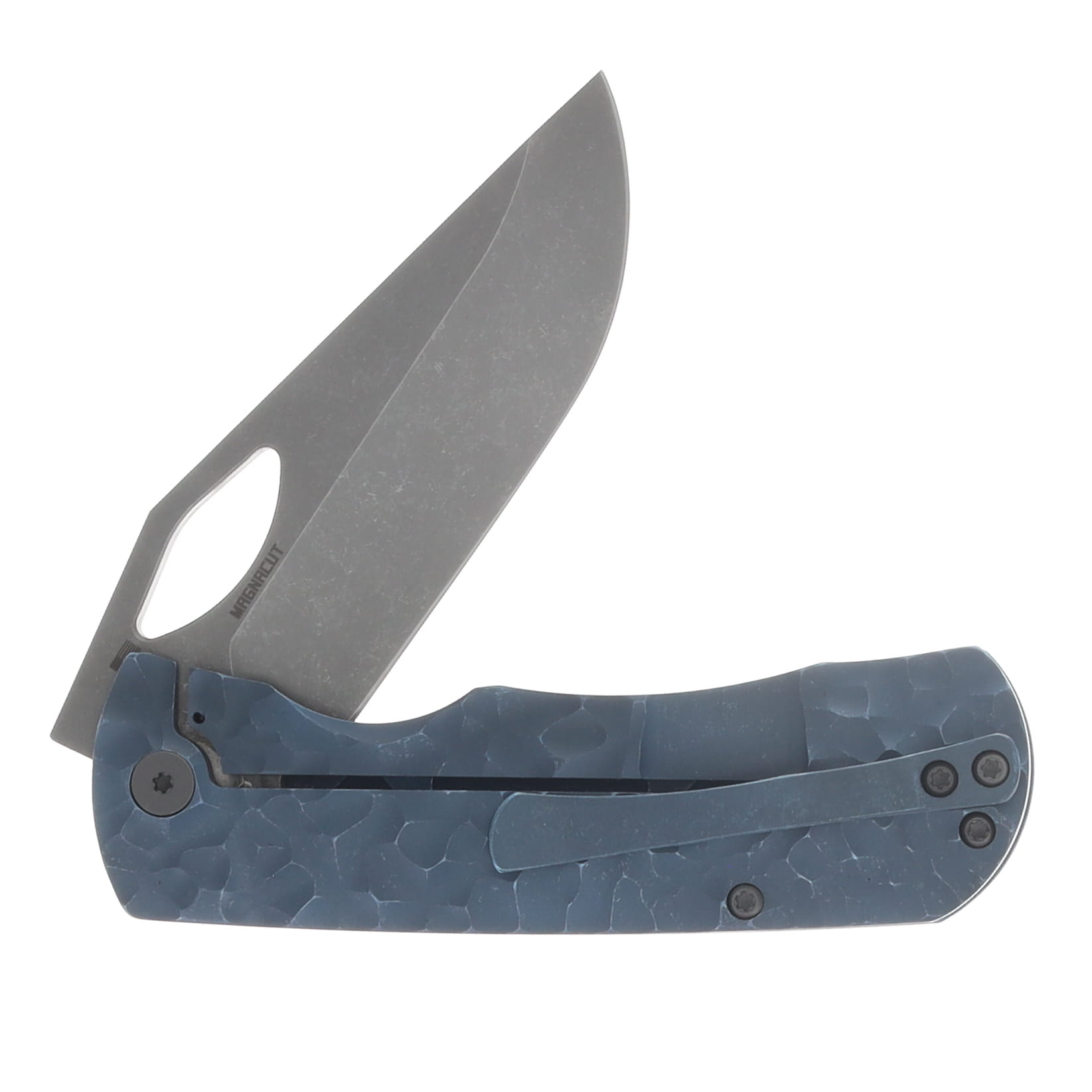 McNee's Little Dixon 3.25 Folding Knife Rock Blue Atomic Titanium MCLITTLEDIXROCK View 4