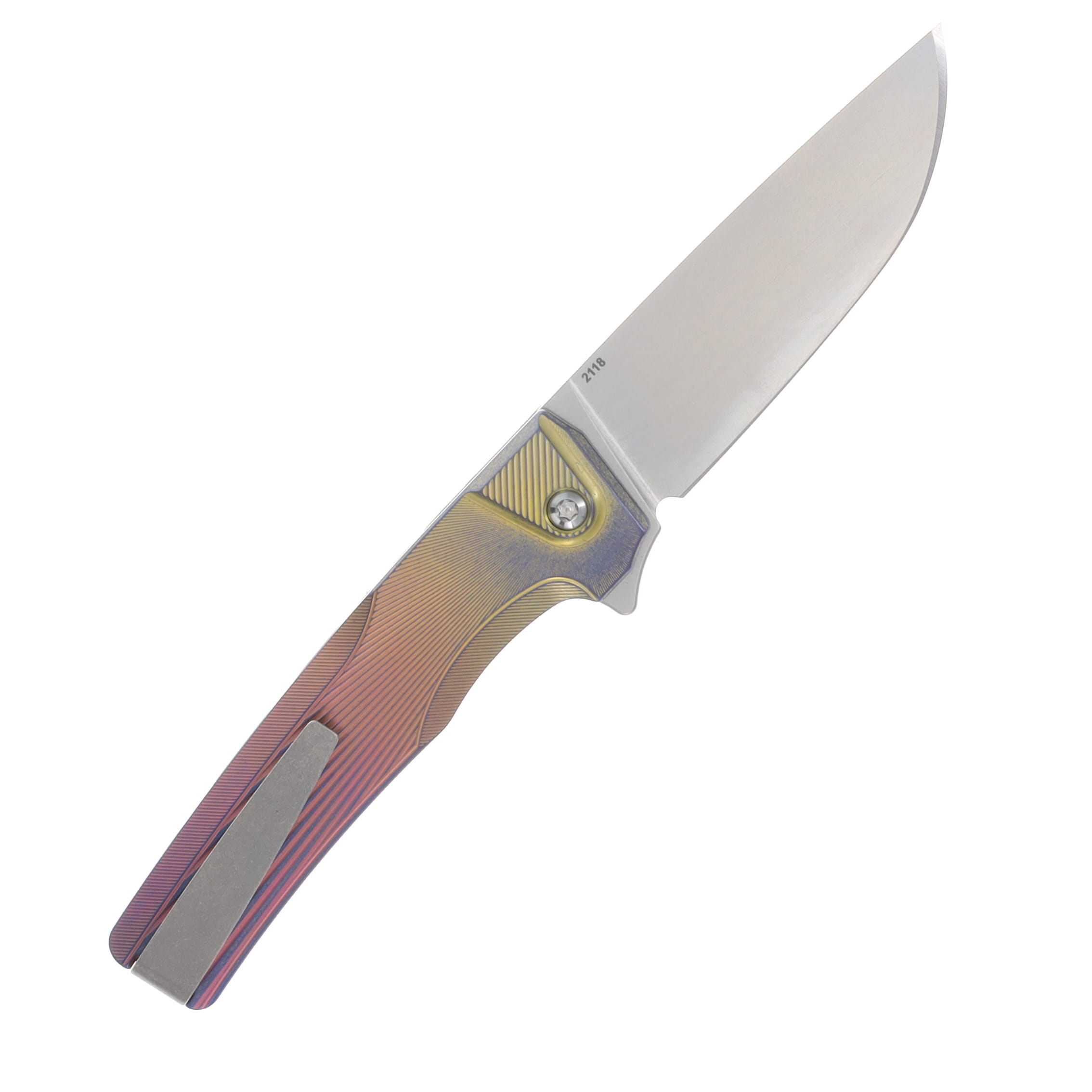 MachineWise Sonora 2118 Button Lock Folding Knife S90V/Purple and Yellow Titanium SONORA2118 View 2