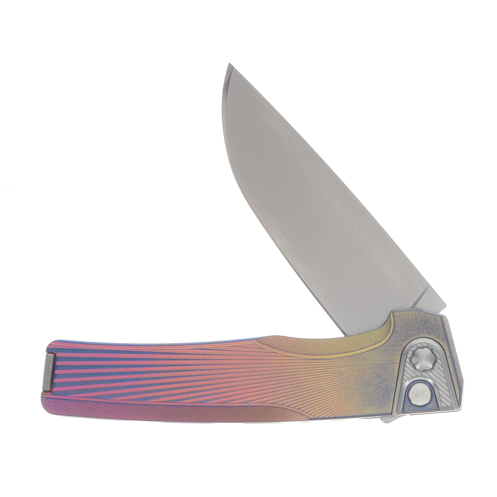 MachineWise Sonora 2118 Button Lock Folding Knife S90V/Purple and Yellow Titanium SONORA2118 View 3