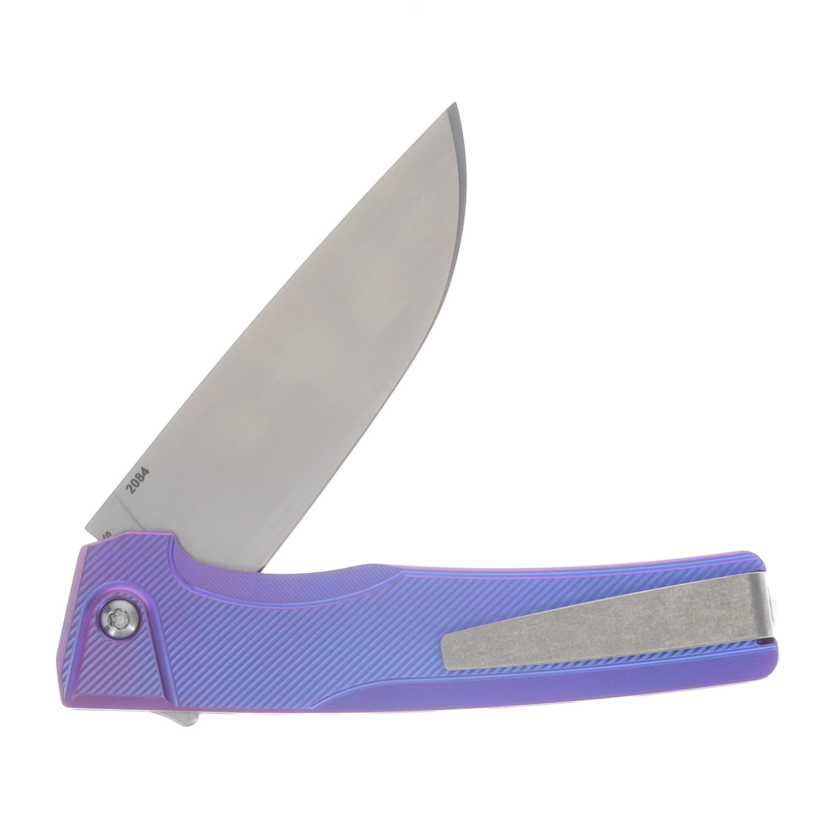 MachineWise Sonora 2084 Button Lock Folding Knife S90V/Purple Ribbed Titanium SONORA2084 View 4
