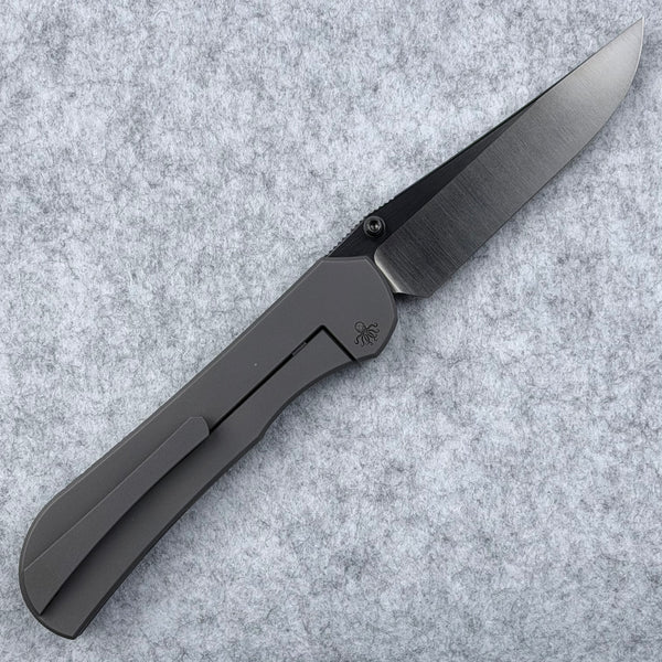 Piratech Saga Folder Titanium Handle W/ Richlite Inlay Hand Strip Satin DLC S90V Blade View 2