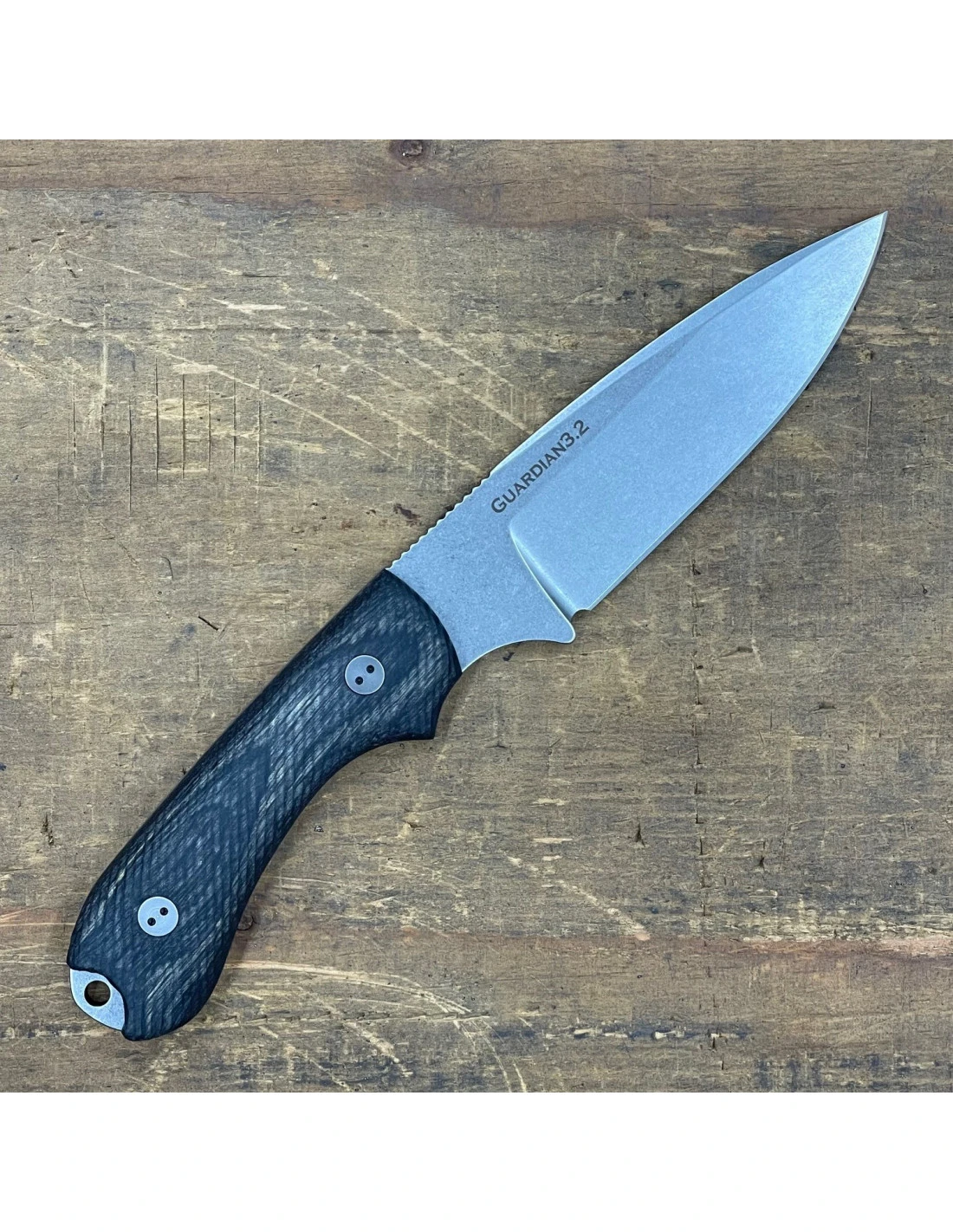 Bradford Guardian3.2 Fixed Blade Knife False Edge Stonewash M390/Charcoal Libertywood BRAD3667 View 1