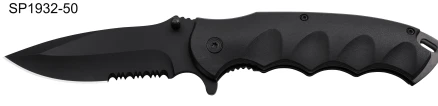 Combat Ready 5" Folding Knife Black ABS Linerlock A/O 3Cr13 Serrated CBR400 View 1