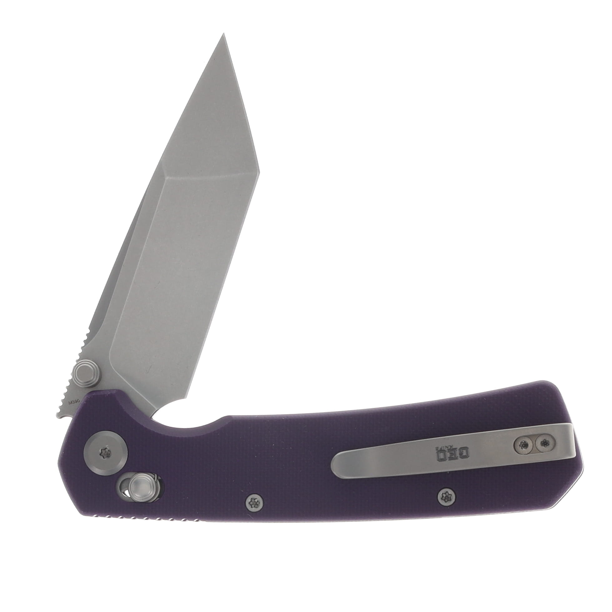 GEO Knife Blaze Axis Lock Folding Knife Stonewash M390 Blade Purple G10 Handle GEO2503F View 4