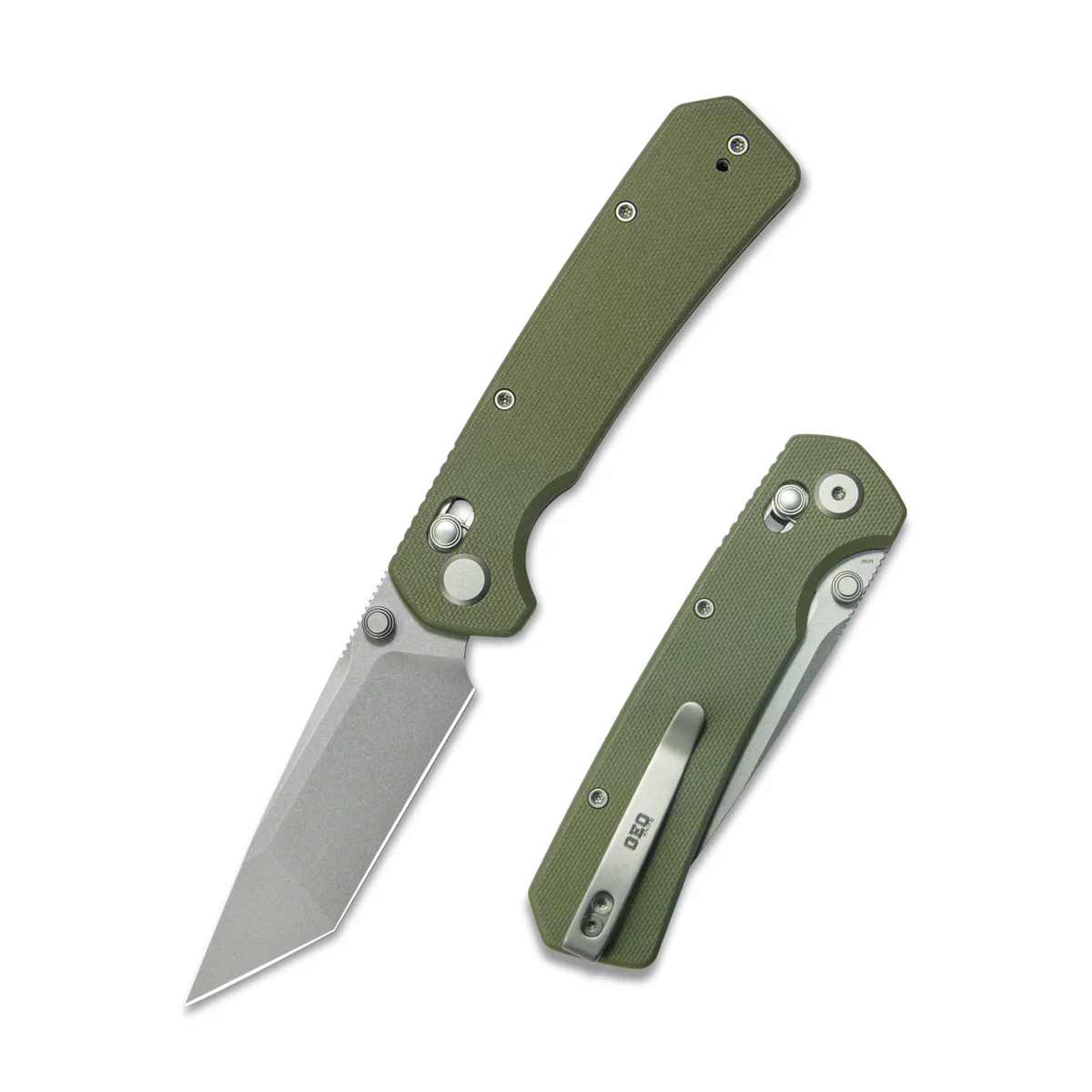 GEO Knife Blaze Axis Lock Folding Knife Stonewash M390 Blade Green G10 Handle GEO2503H View 7