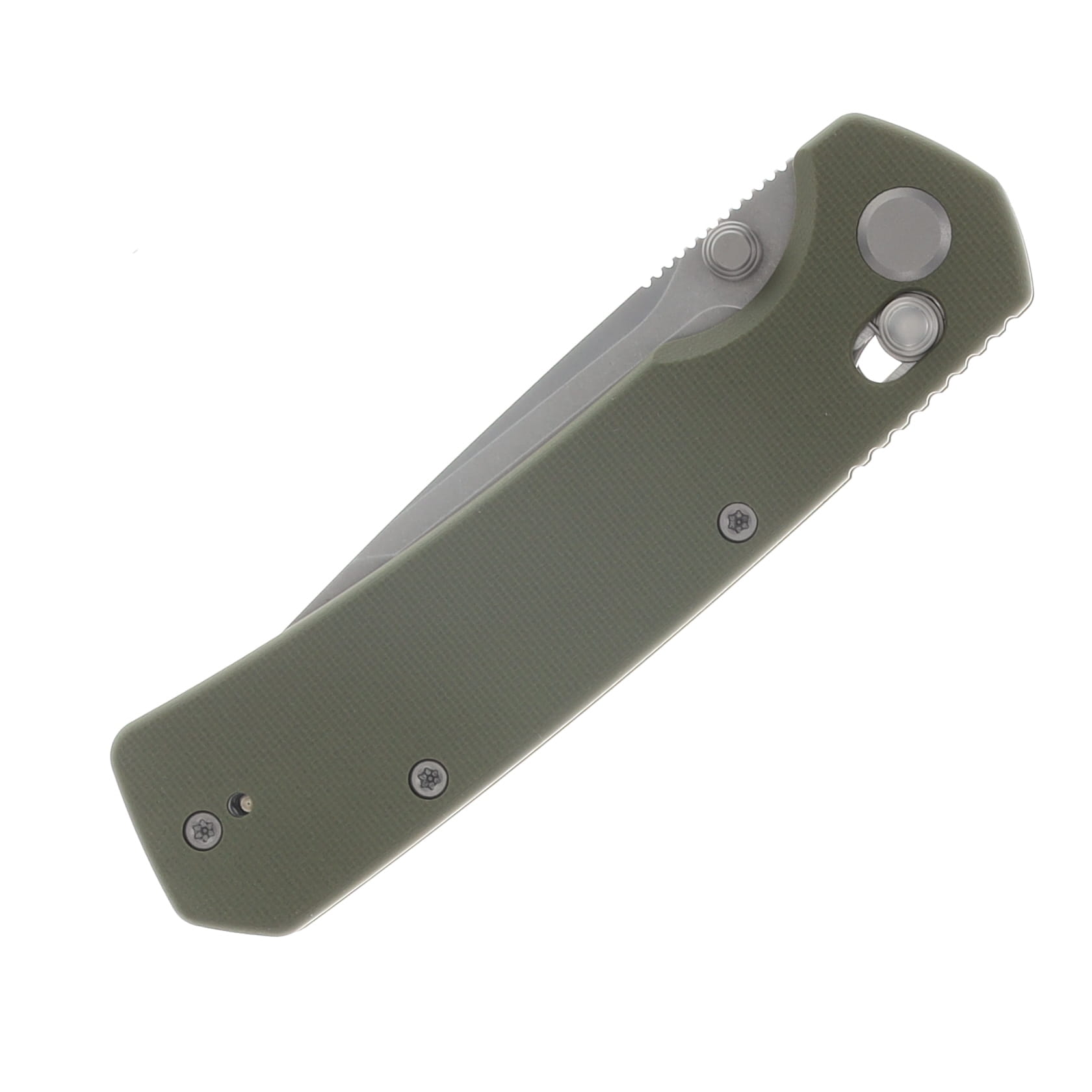 GEO Knife Blaze Axis Lock Folding Knife Stonewash M390 Blade Green G10 Handle GEO2503H View 5