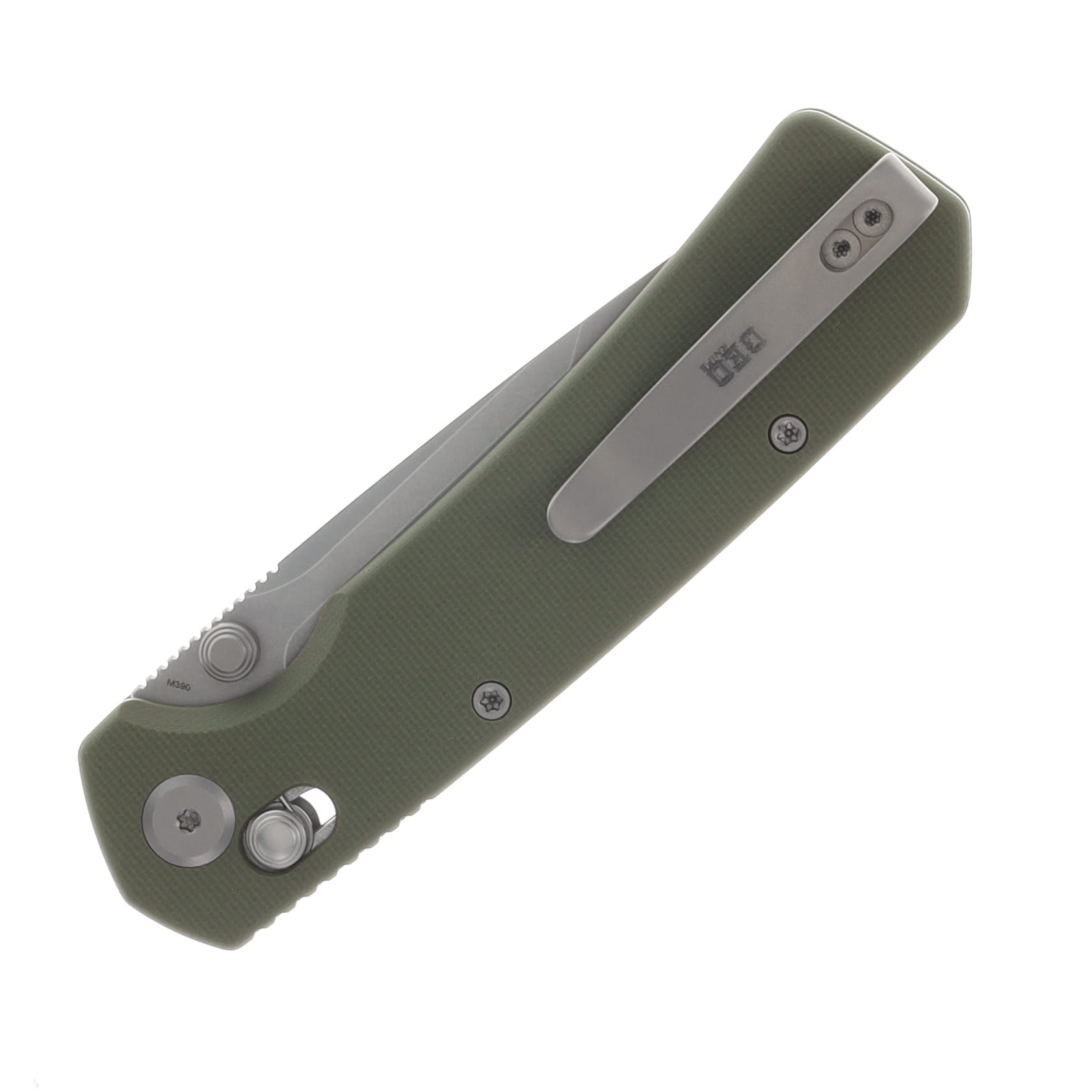GEO Knife Blaze Axis Lock Folding Knife Stonewash M390 Blade Green G10 Handle GEO2503H View 6