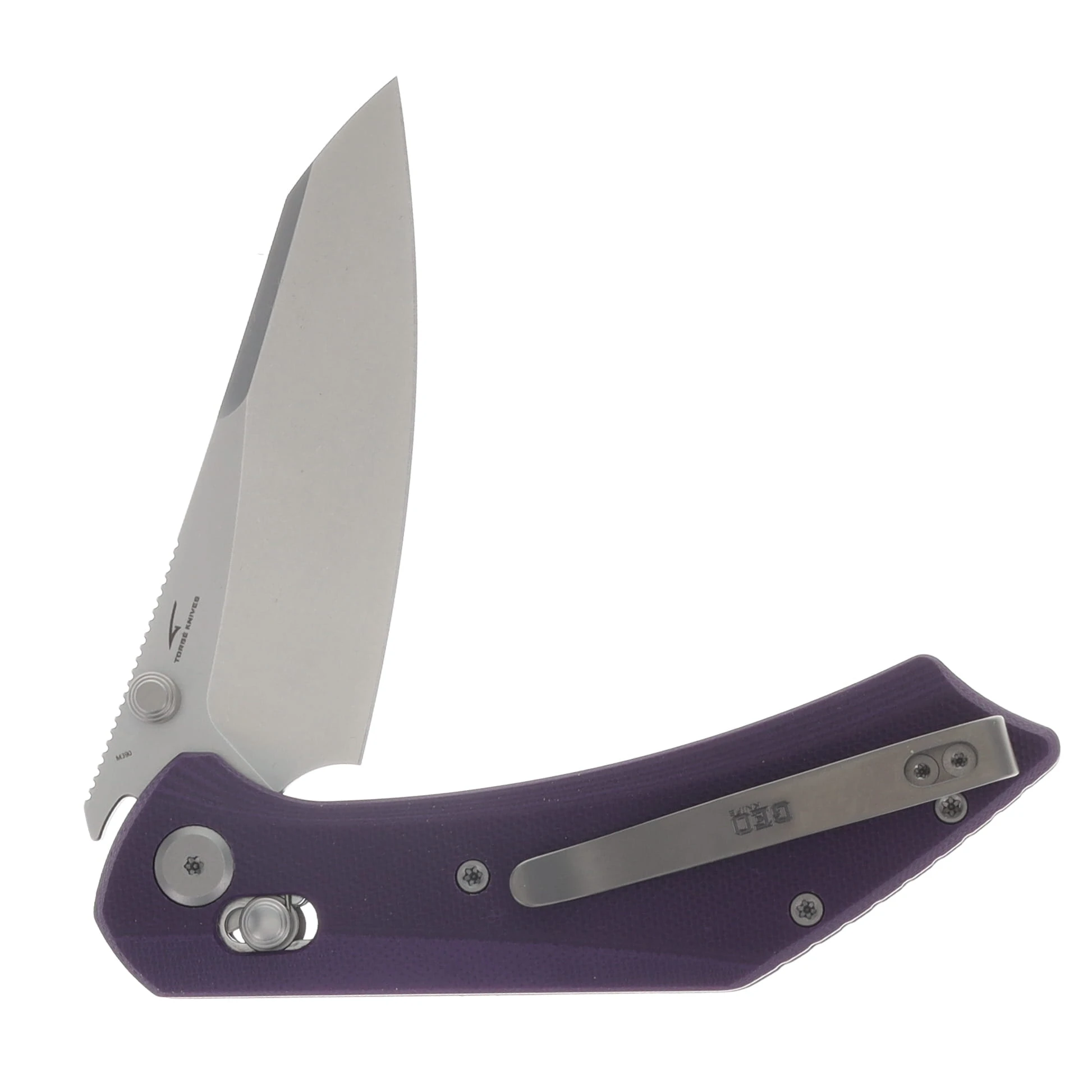 GEO Knife Maciej Torbé DIVID Axis Lock Folding Knife SW M390 Blade Purple G10 Handle GEO2507G View 4