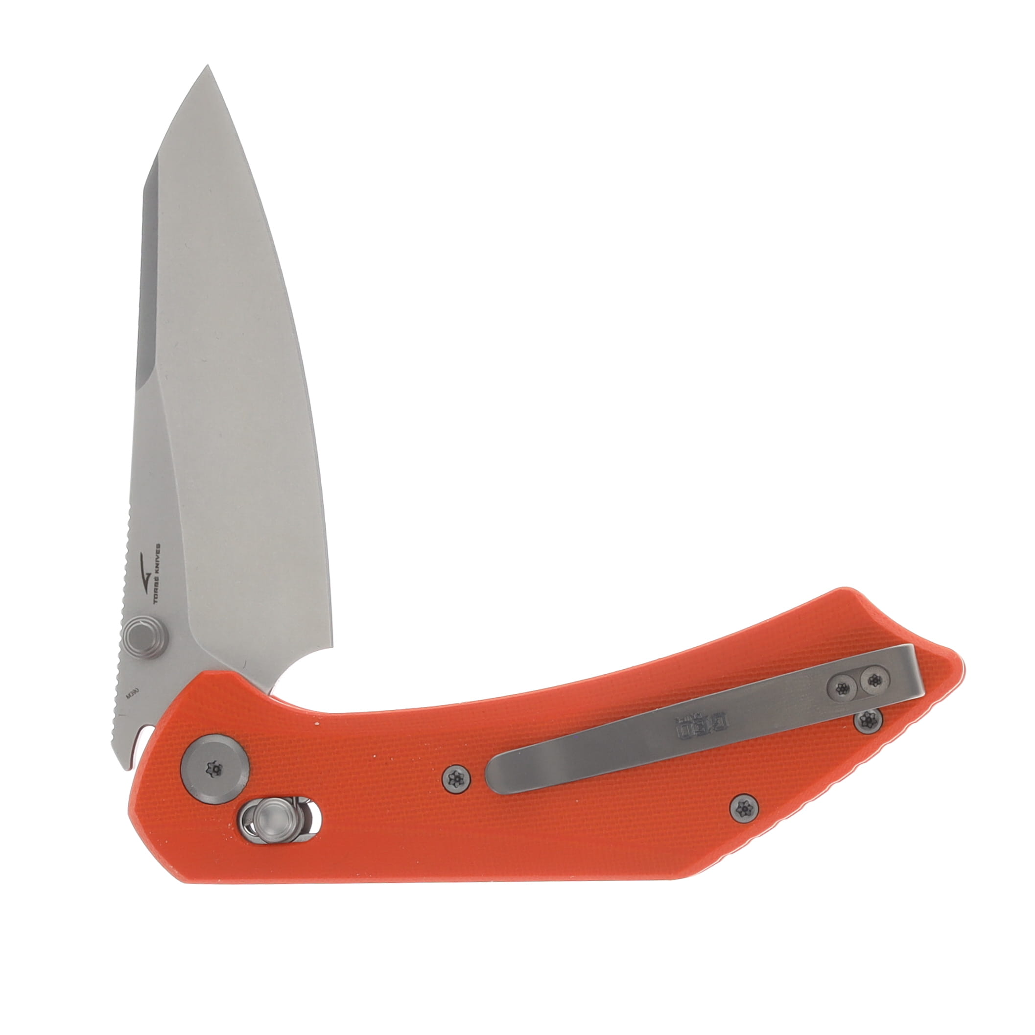 GEO Knife Maciej Torbé DIVID Axis Lock Folding Knife SW M390 Blade Orange G10 Handle  GEO2507H View 4