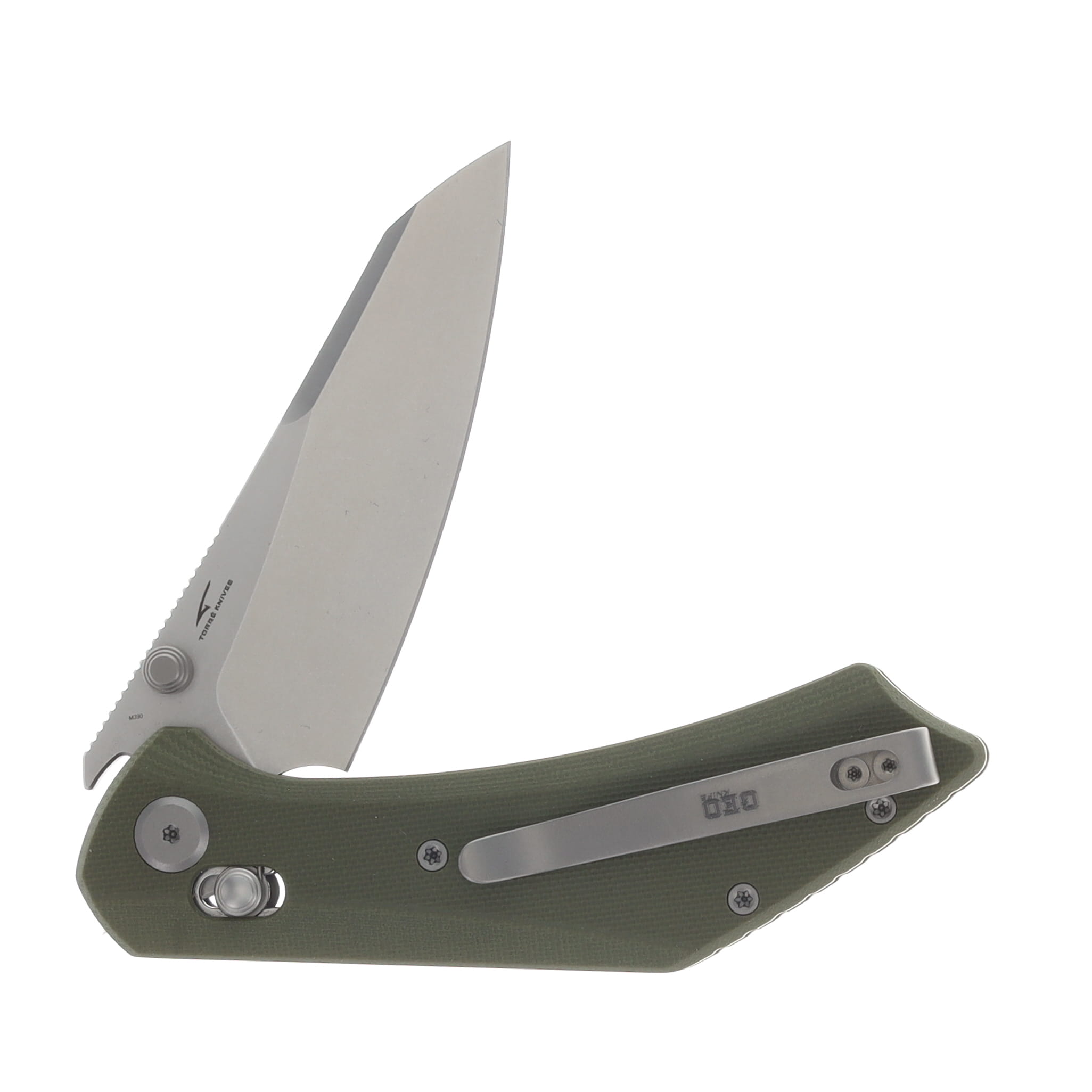 GEO Knife Maciej Torbé DIVID Axis Lock Folding Knife SW M390 Blade Green G10 Handle GEO2507I View 4
