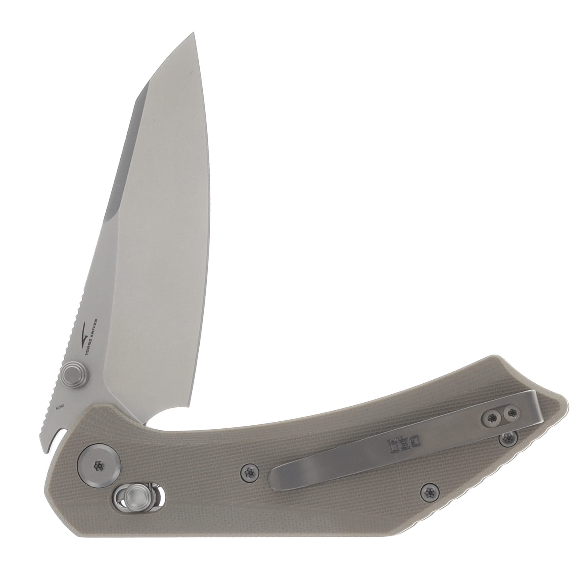 GEO Knife Maciej Torbé DIVID Axis Lock Folding Knife SW M390 Blade Khaki G10 Handle GEO2507J View 4