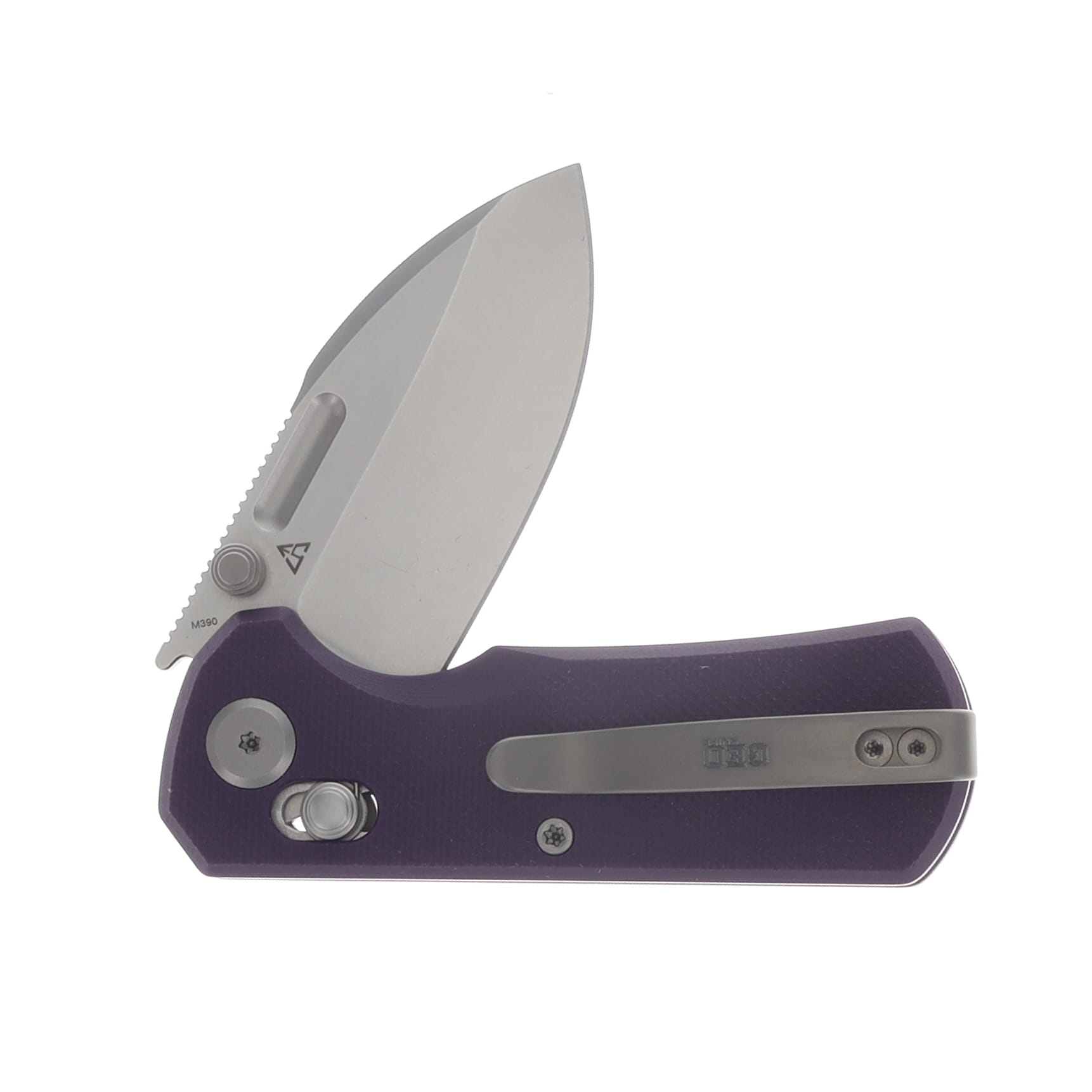 GEO Knife Fabian Hobbelen Belluf Folder SW M390 Blade Purple G10 Handle GEO2508C View 4
