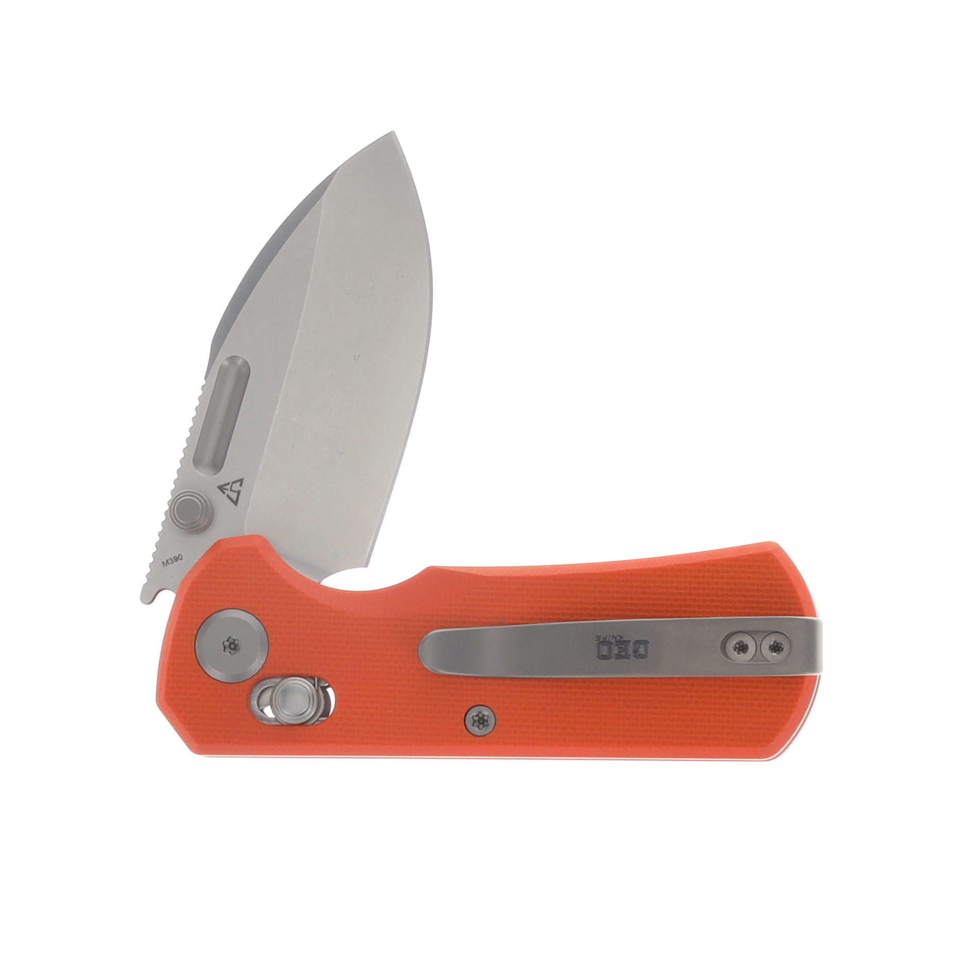 GEO Knife Fabian Hobbelen Belluf Folder SW M390 Blade Orange G10 Handle GEO2508D View 5