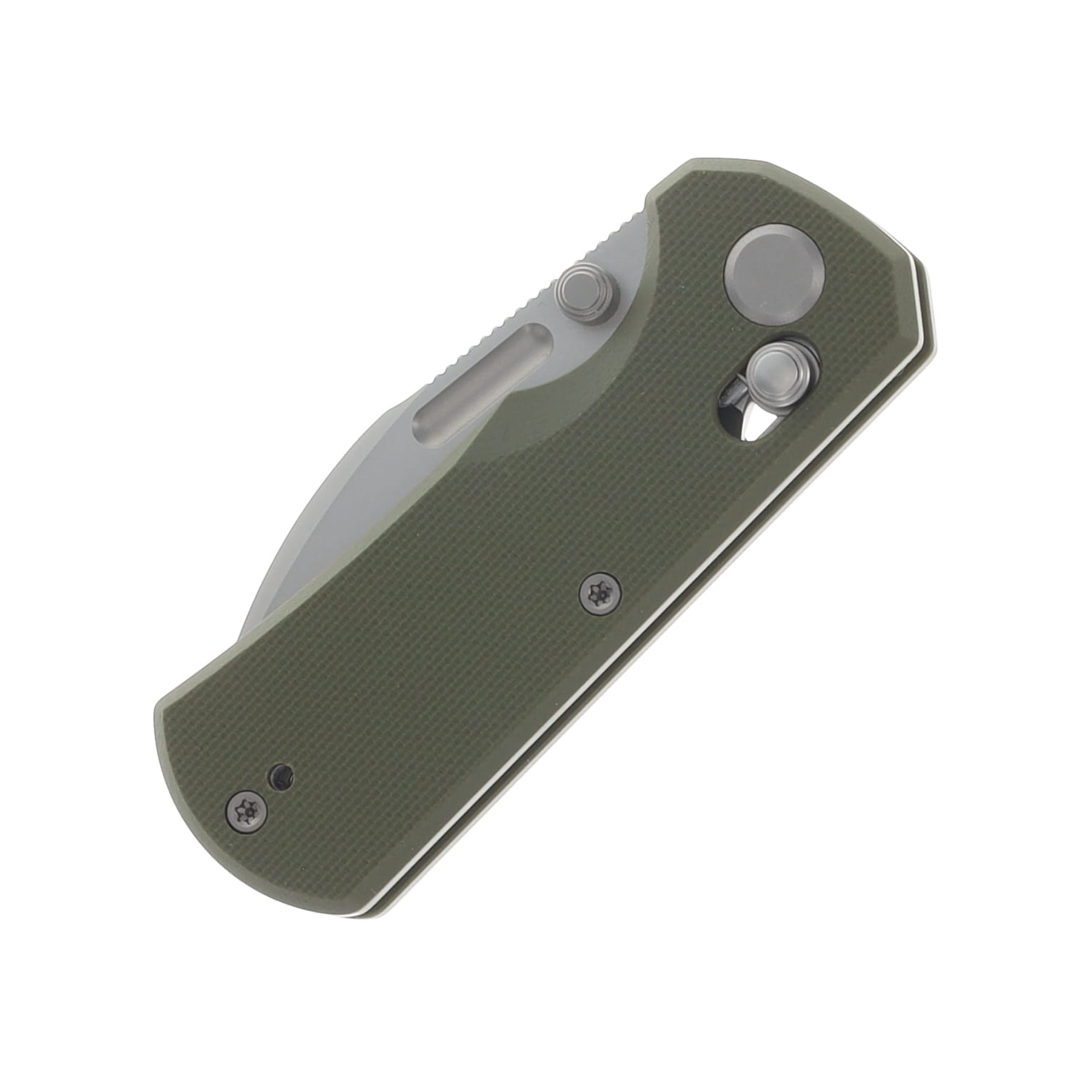 GEO Knife Fabian Hobbelen Belluf Folder Stonewash M390 Blade Green G10 Handle GEO2508E View 5