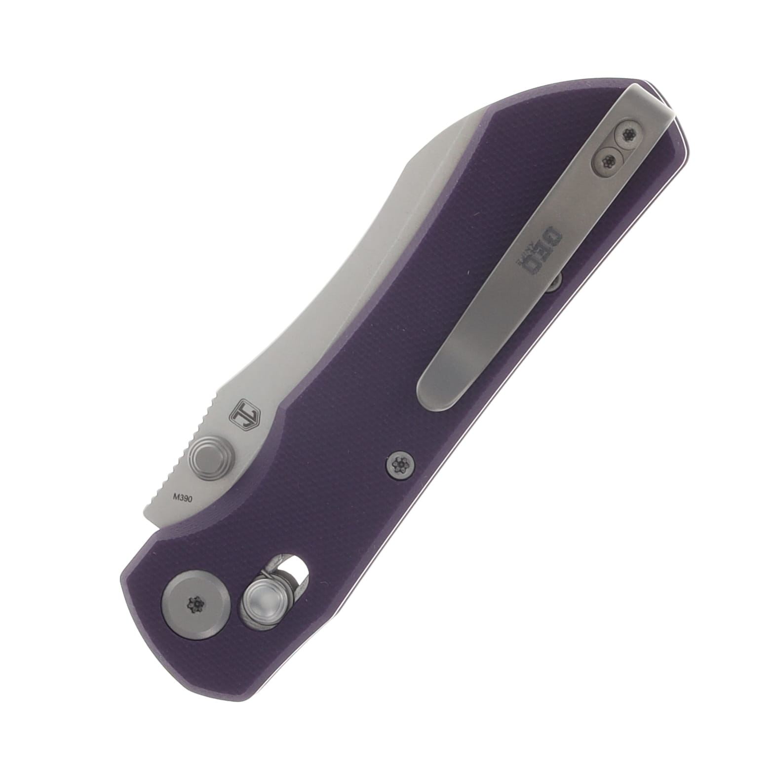 GEO Knife Johan Jordaan Komodo Folder Stonewash M390 Blade Purple G10 Handle GEO2509G View 6