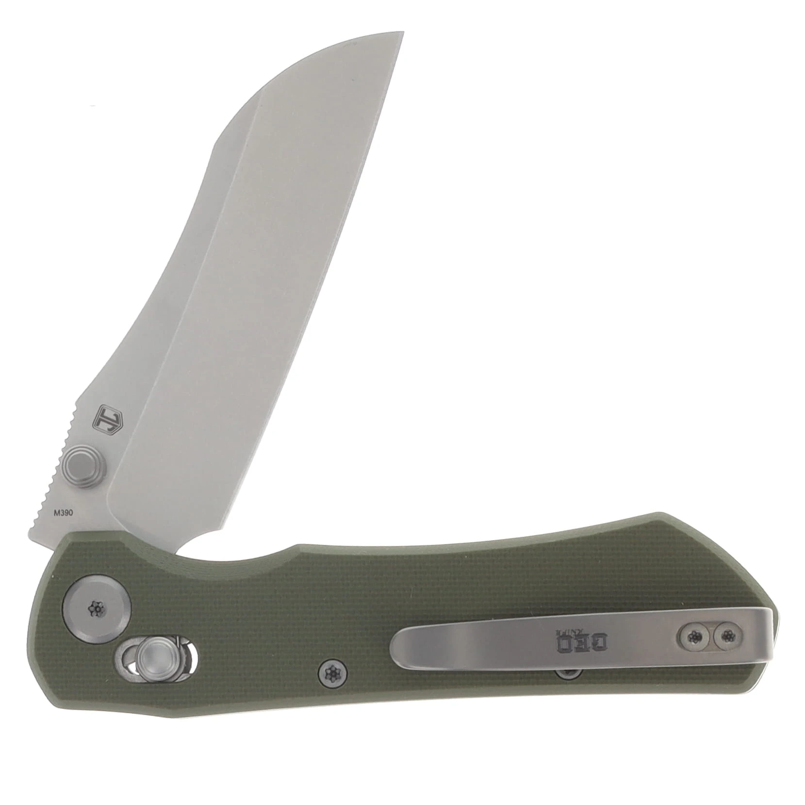 GEO Knife Johan Jordaan Komodo Folder Stonewash M390 Blade Green G10 Handle GEO2509I View 4