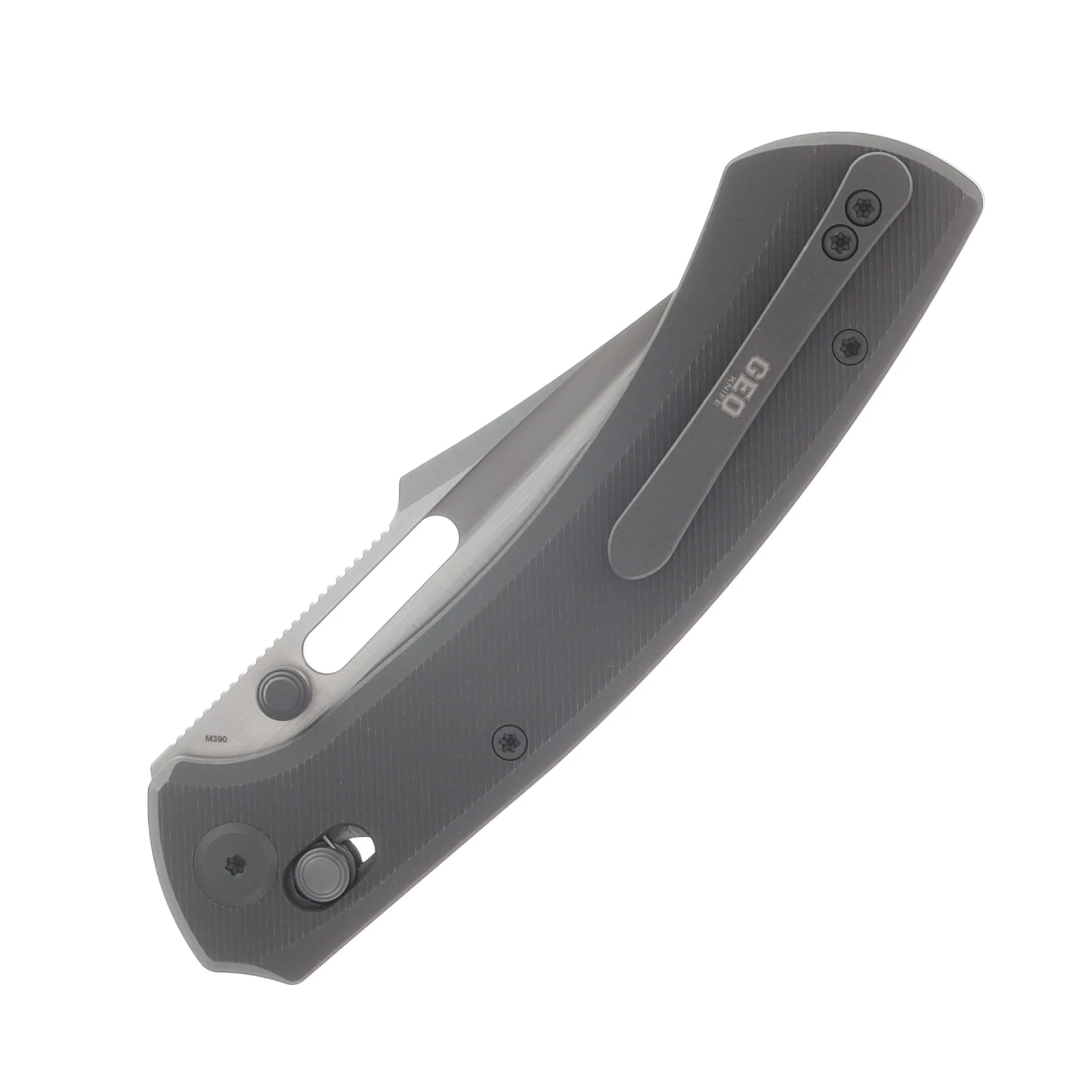 GEO Knife n.anh Design Strix Folder Hand-Rubbed Satin M390 Blade Darkwash TI Handle GEO2510B View 6