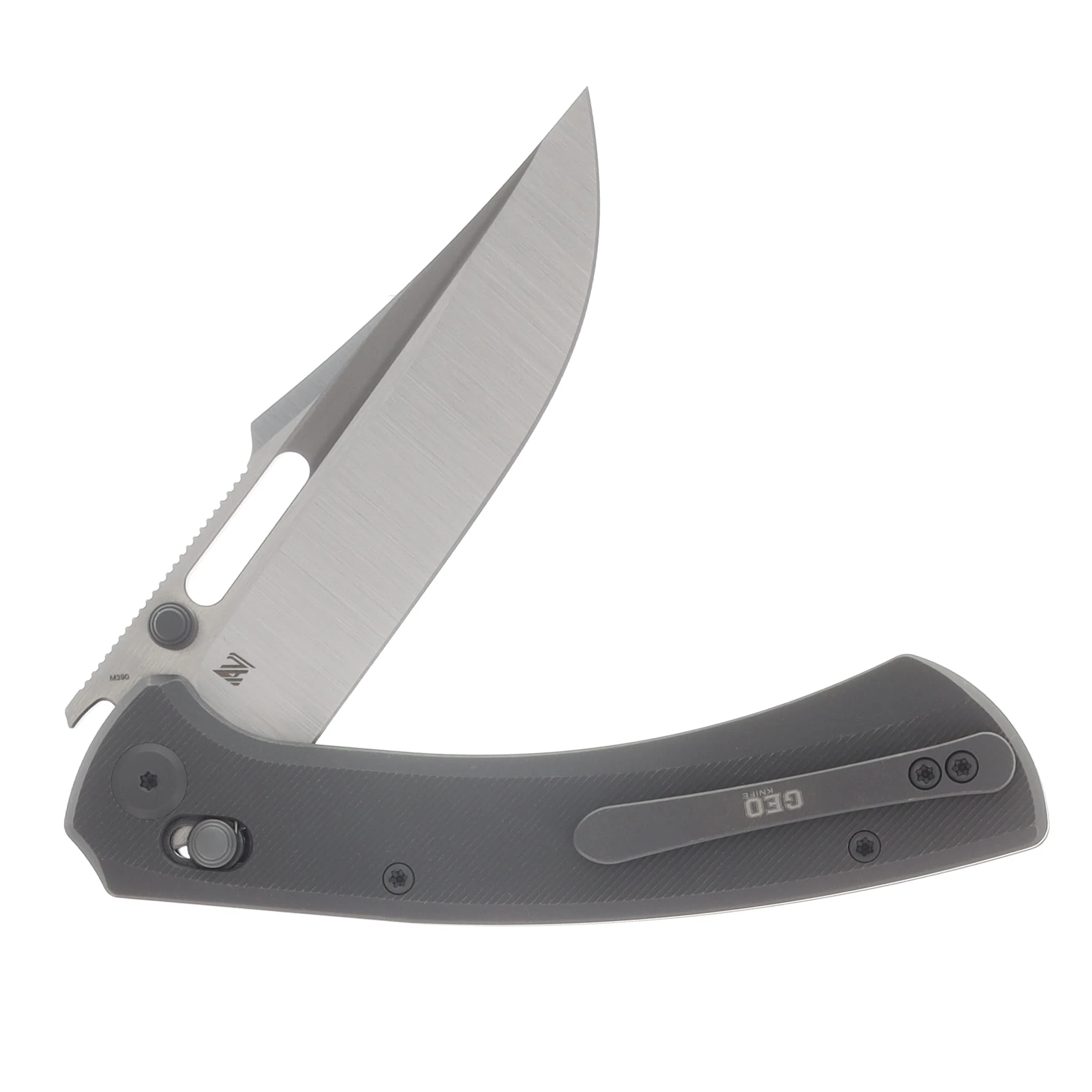 GEO Knife n.anh Design Strix Folder Hand-Rubbed Satin M390 Blade Darkwash TI Handle GEO2510B View 4