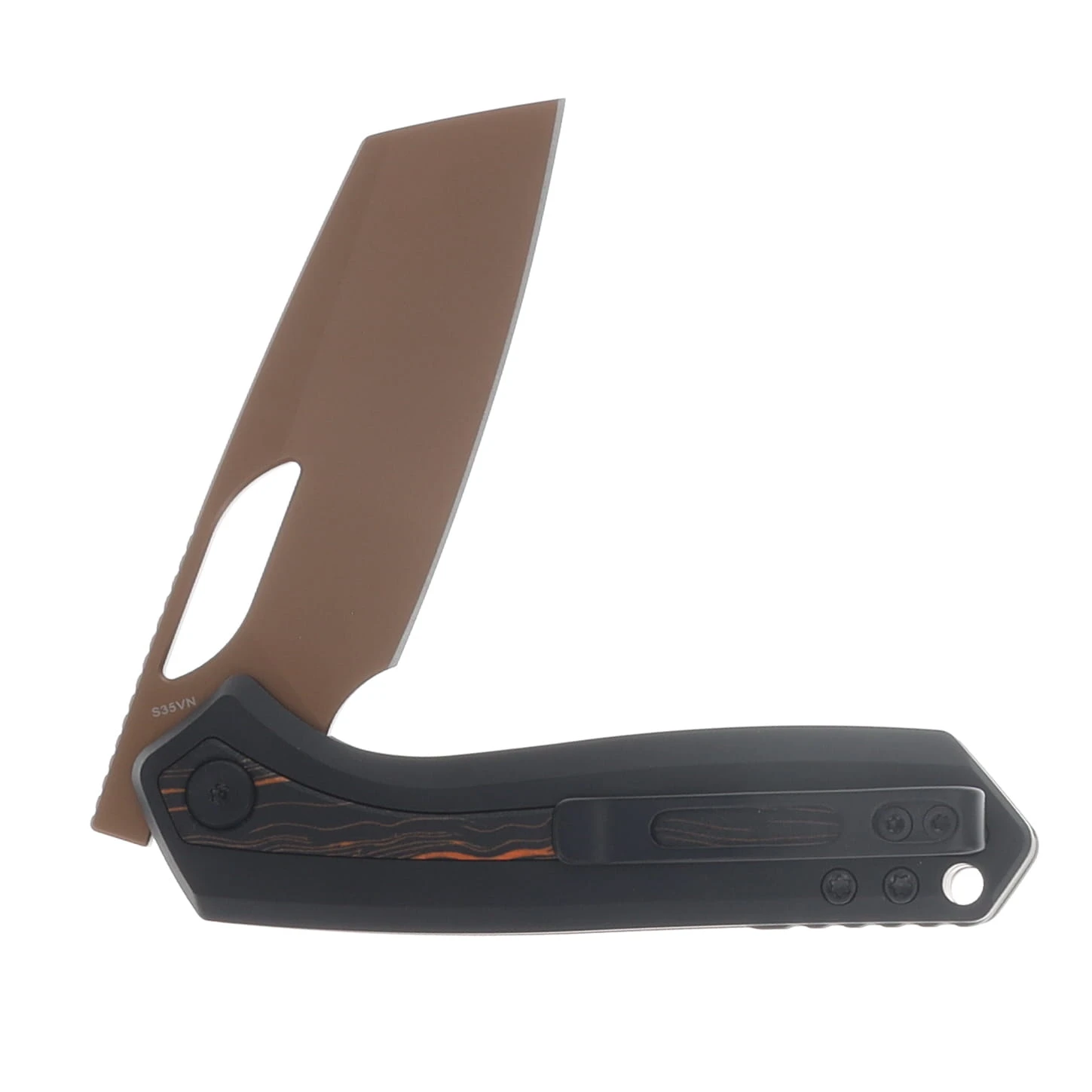 Vosteed Kroc Folder S35VN Copper Dune Blade Black Aluminum - Topo G10 Handle A1802 View 4