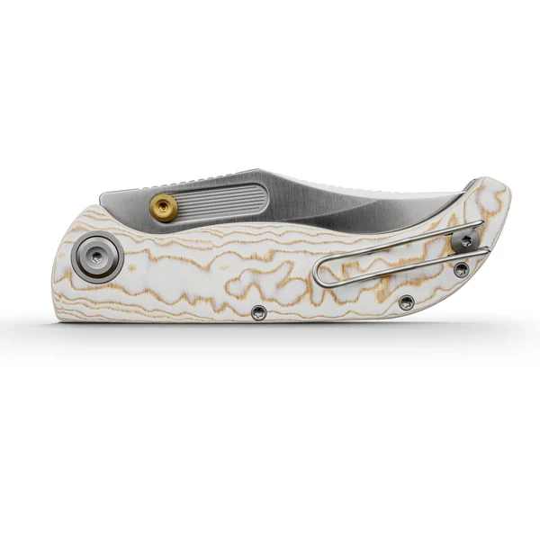 Vosteed Naga Folding Knife S35VN Satin Blade Ivory Drift Bamboo Micarta Handle A3906 View 2