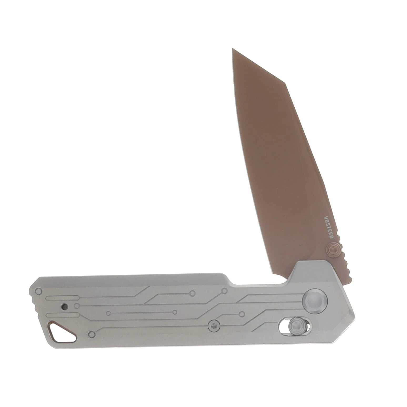 Vosteed Parallel Folding Knife 154CM Copper Dune Blade Circuit Titanium Handle A3520 View 3
